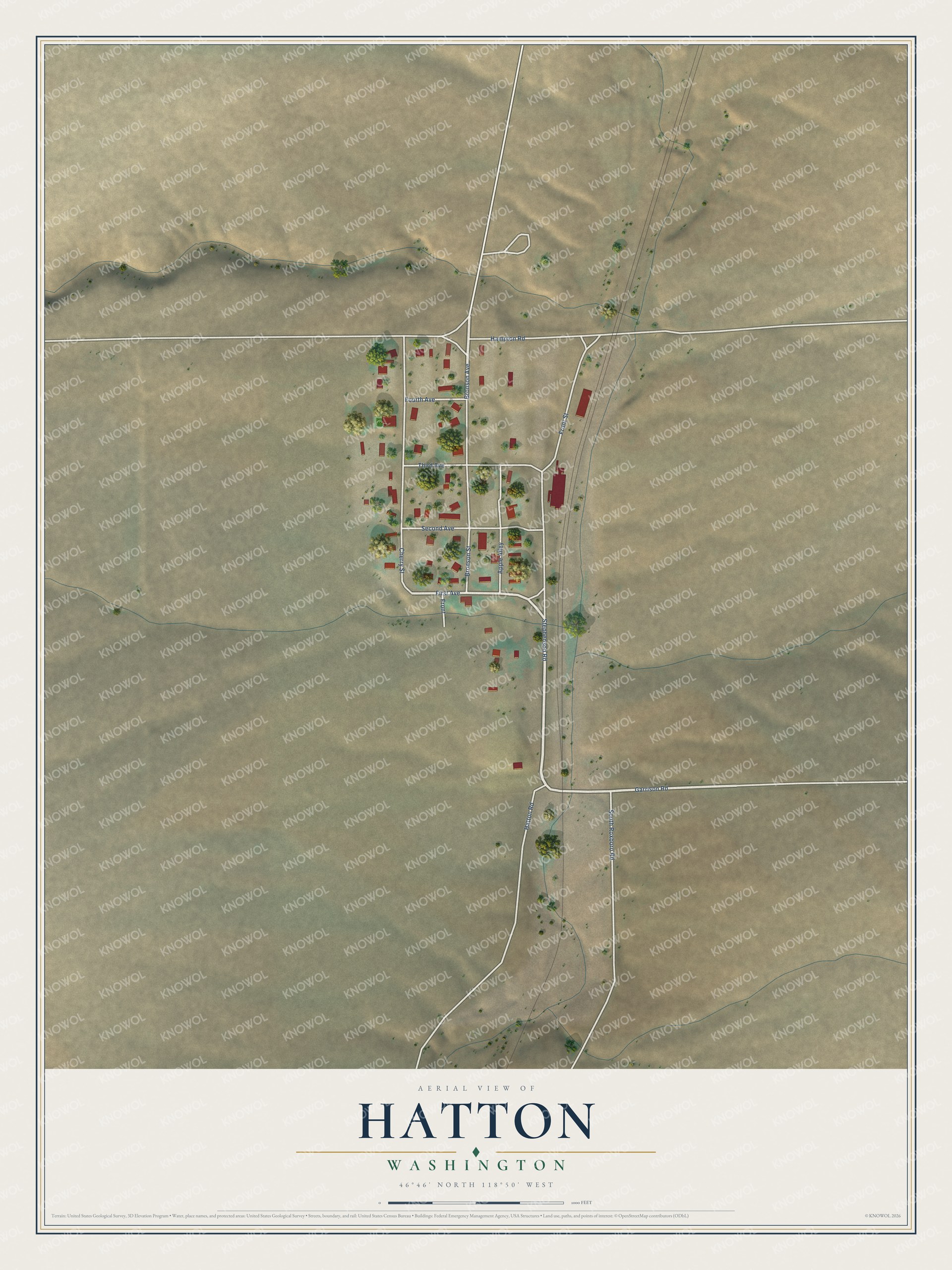 Watermarked full-map preview of Hatton, Washington