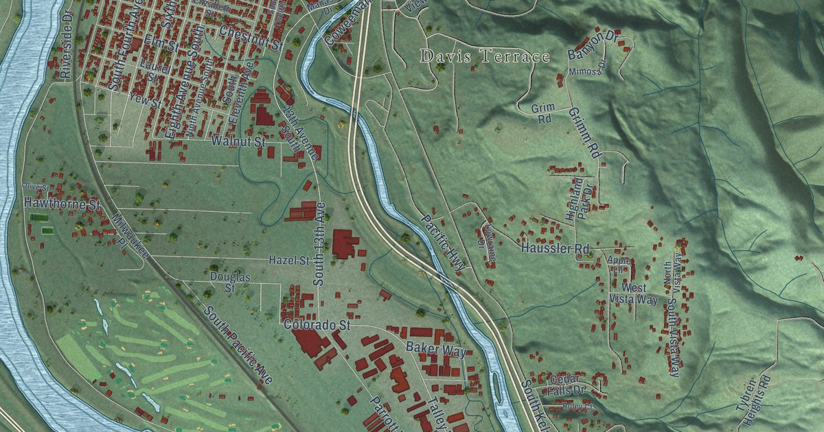 Map of Kelso, Washington in 2026