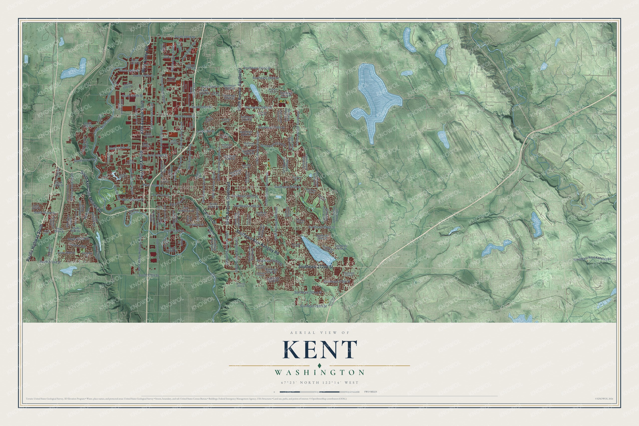 Watermarked full-map preview of Kent, Washington