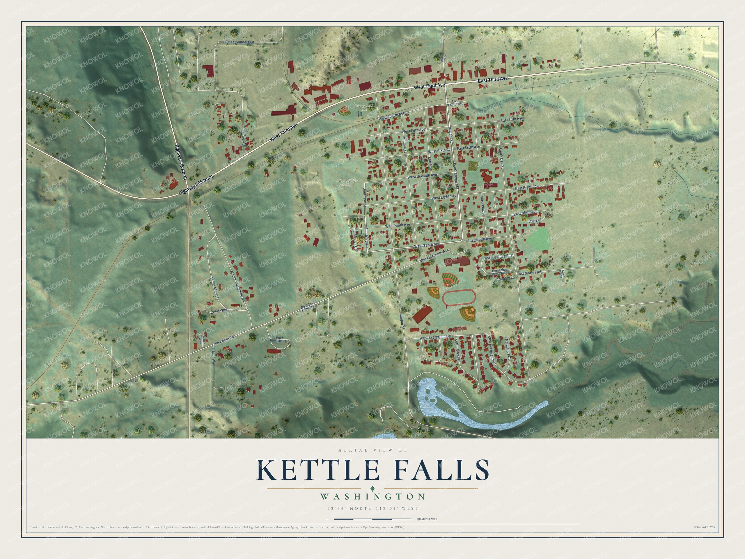 Watermarked full-map preview of Kettle Falls, Washington