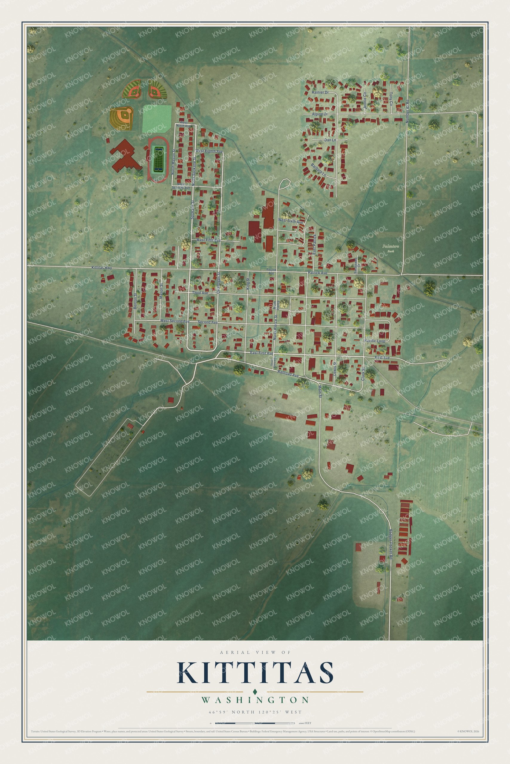 Watermarked full-map preview of Kittitas, Washington