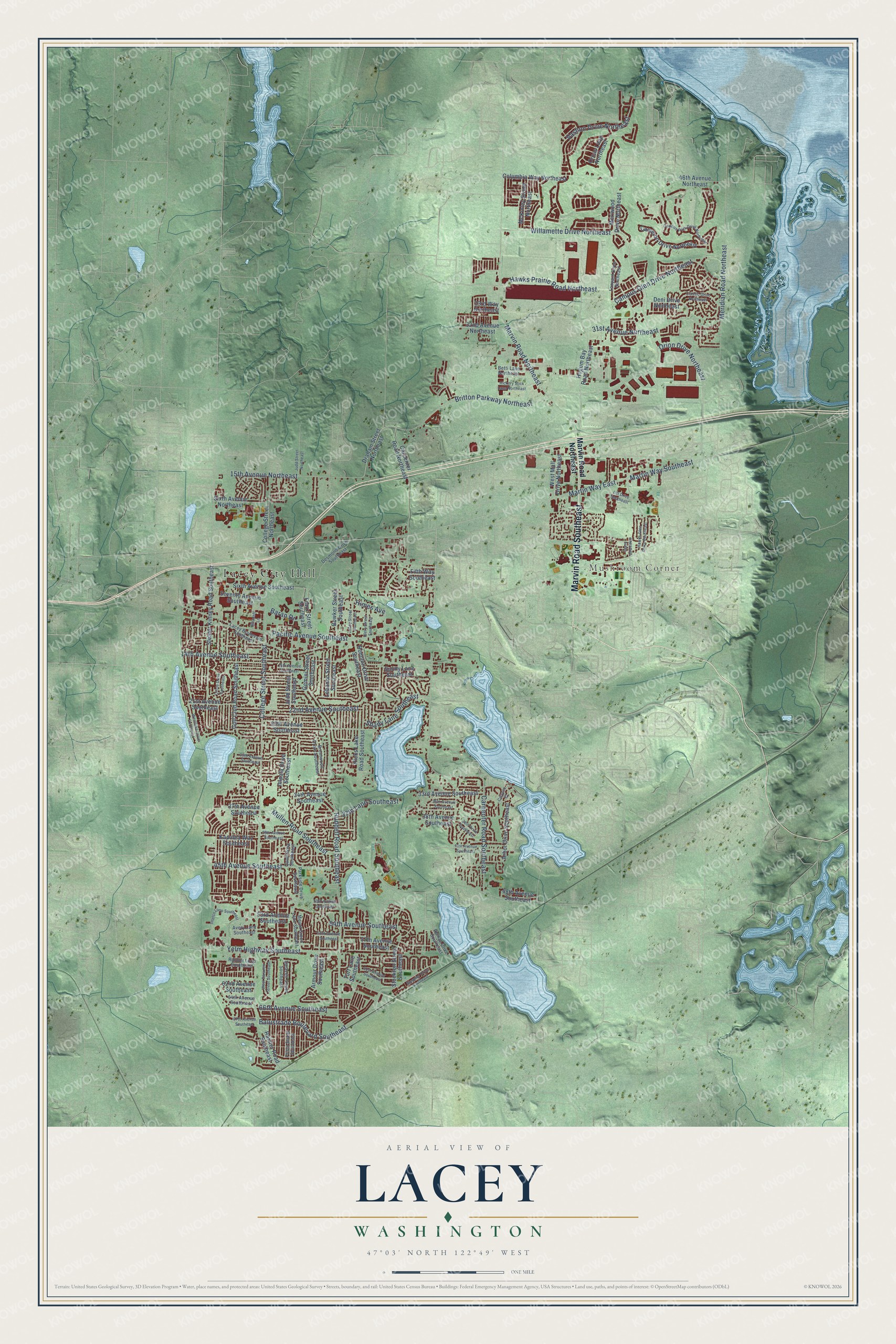 Watermarked full-map preview of Lacey, Washington