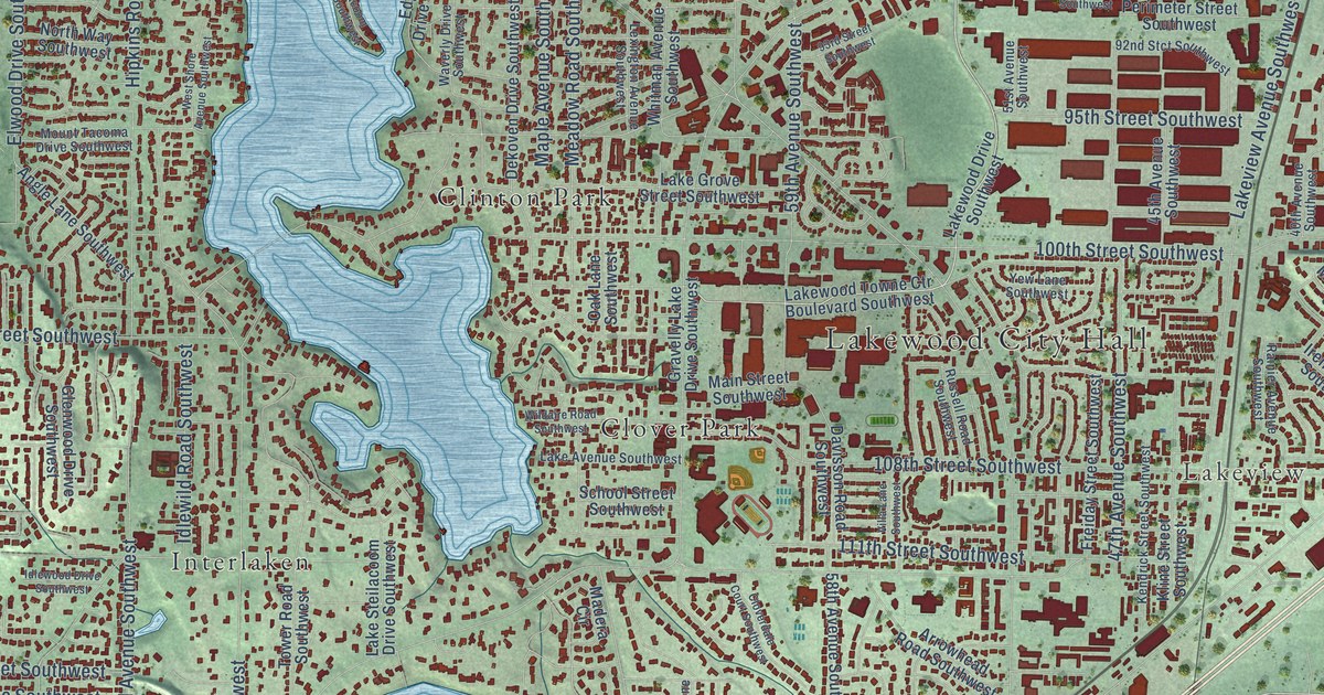 Map of Lakewood, Washington in 2026