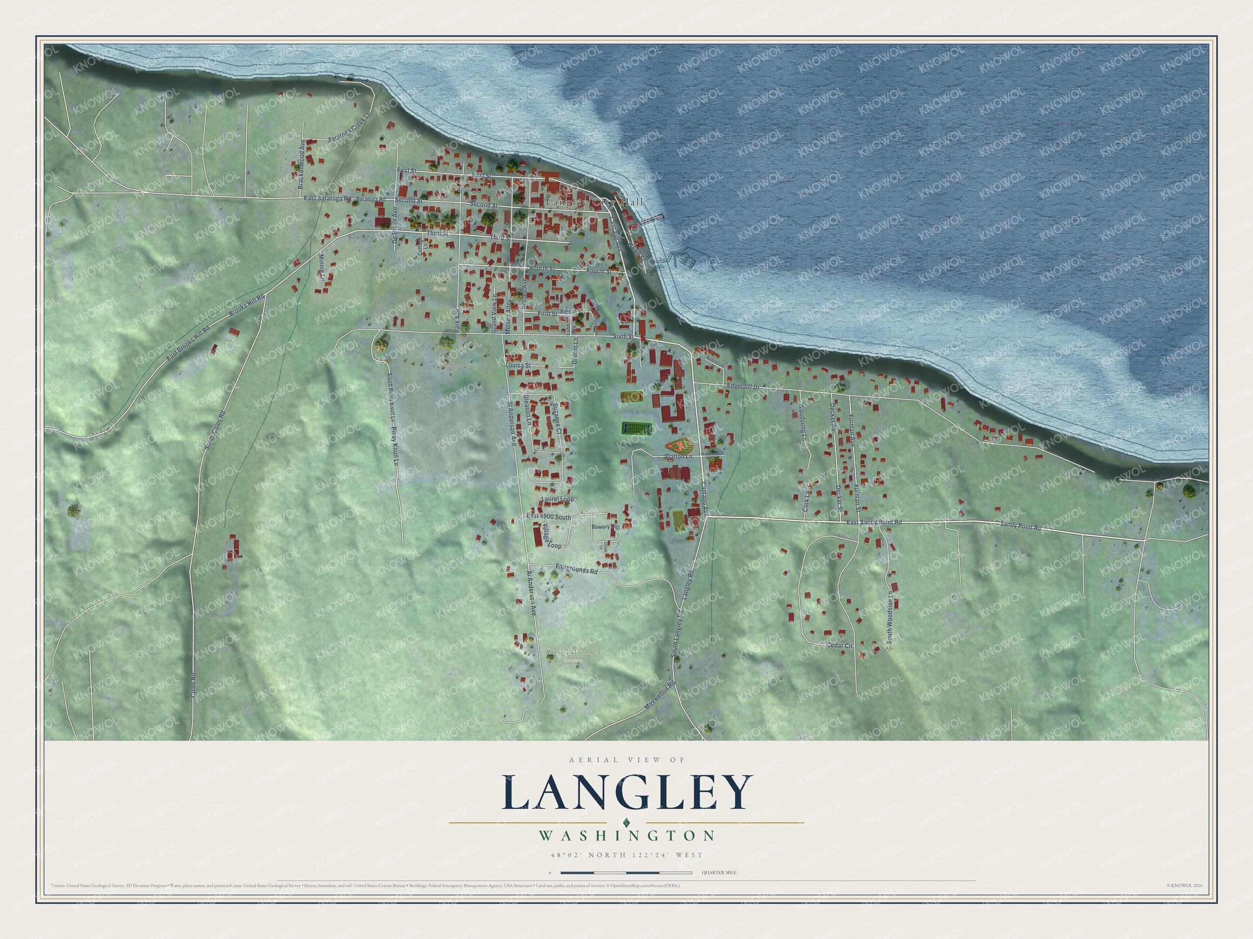 Watermarked full-map preview of Langley, Washington