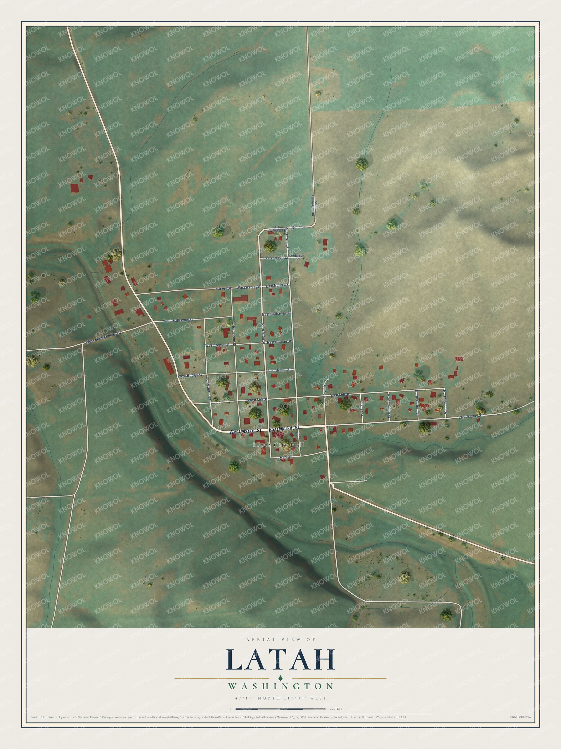 Watermarked full-map preview of Latah, Washington