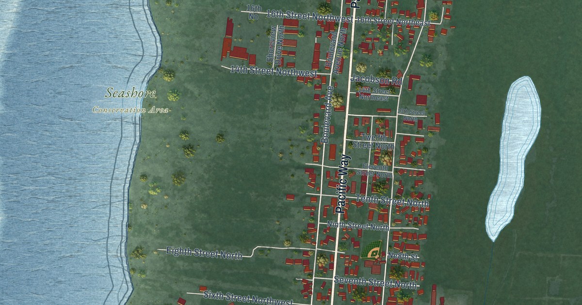 Map of Long Beach, Washington in 2026