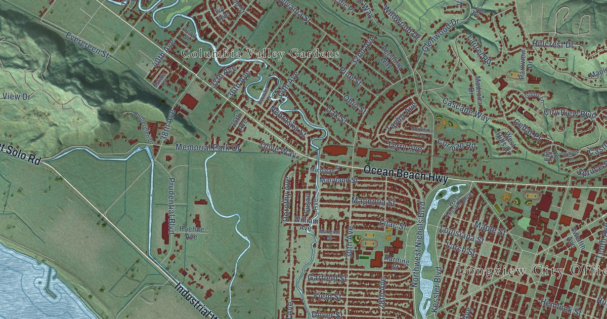 Map of Longview, Washington in 2026