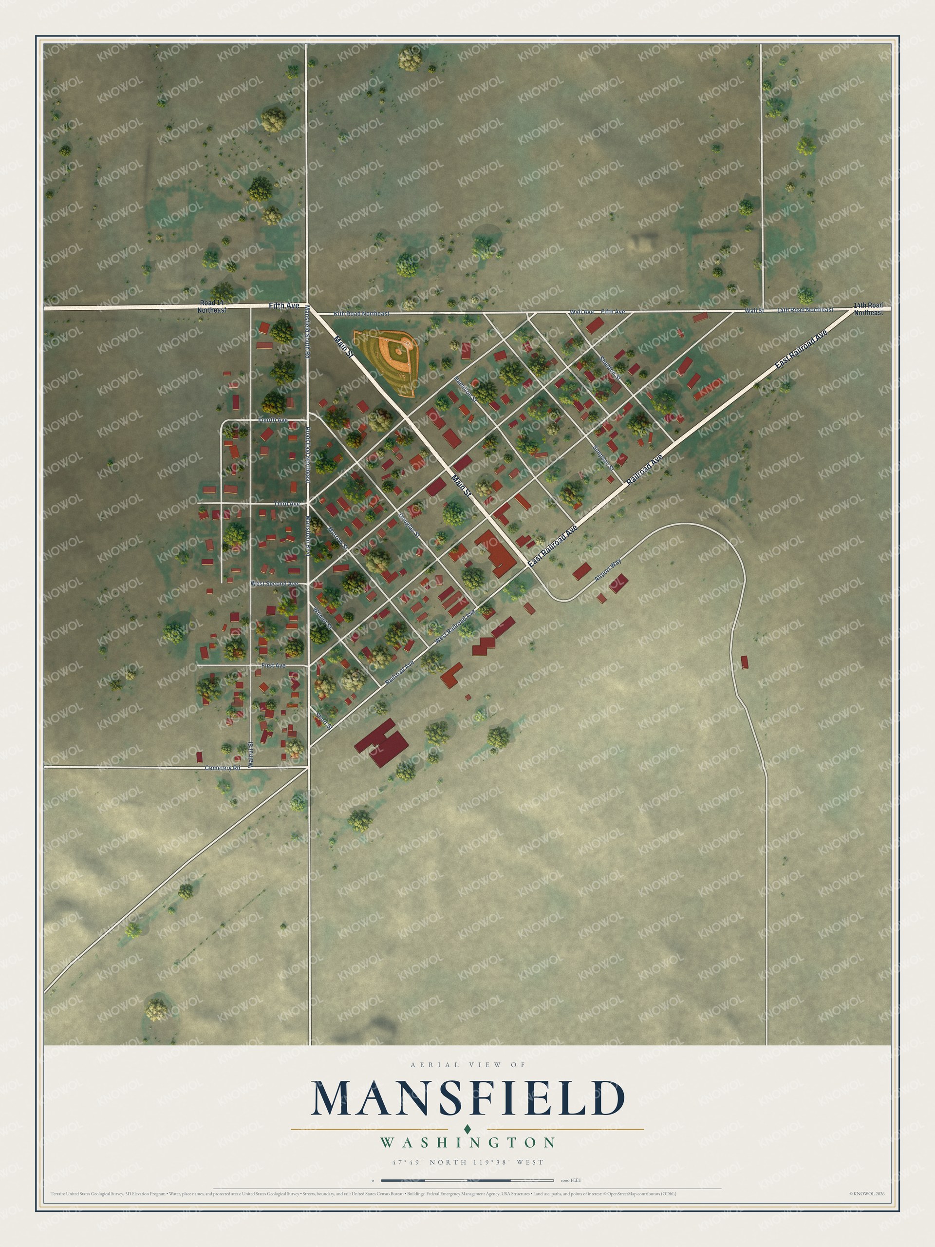 Watermarked full-map preview of Mansfield, Washington