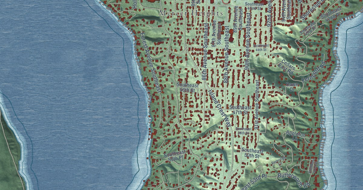 Map of Mercer Island, Washington in 2026