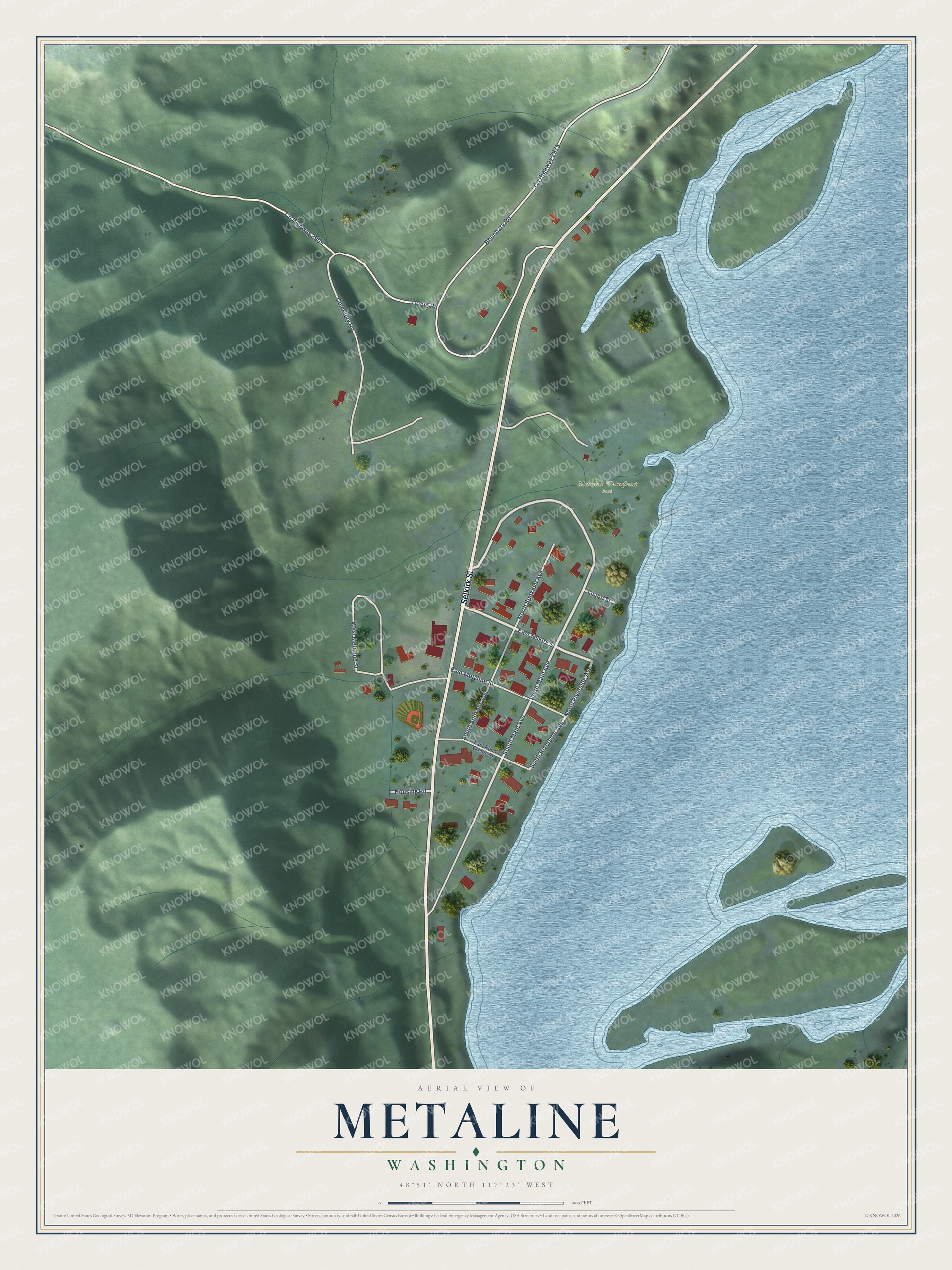 Watermarked full-map preview of Metaline, Washington