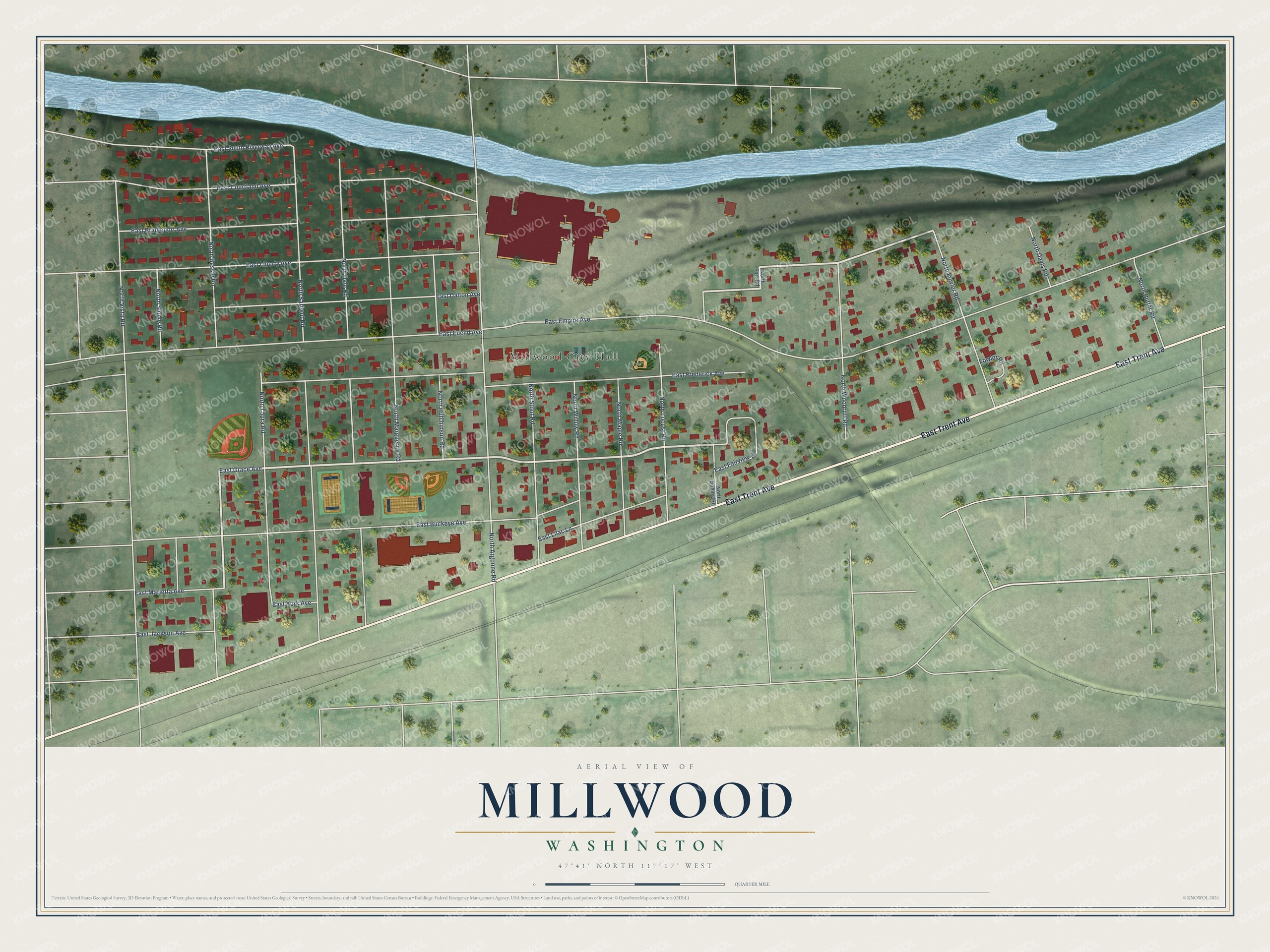Watermarked full-map preview of Millwood, Washington