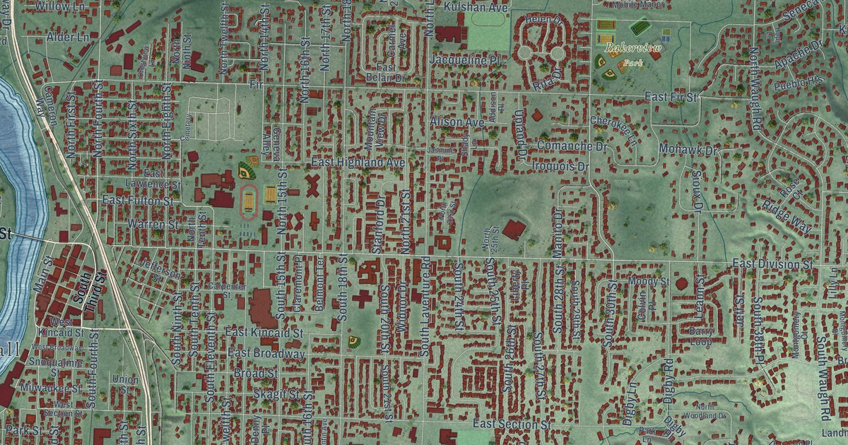 Map of Mount Vernon, Washington in 2026