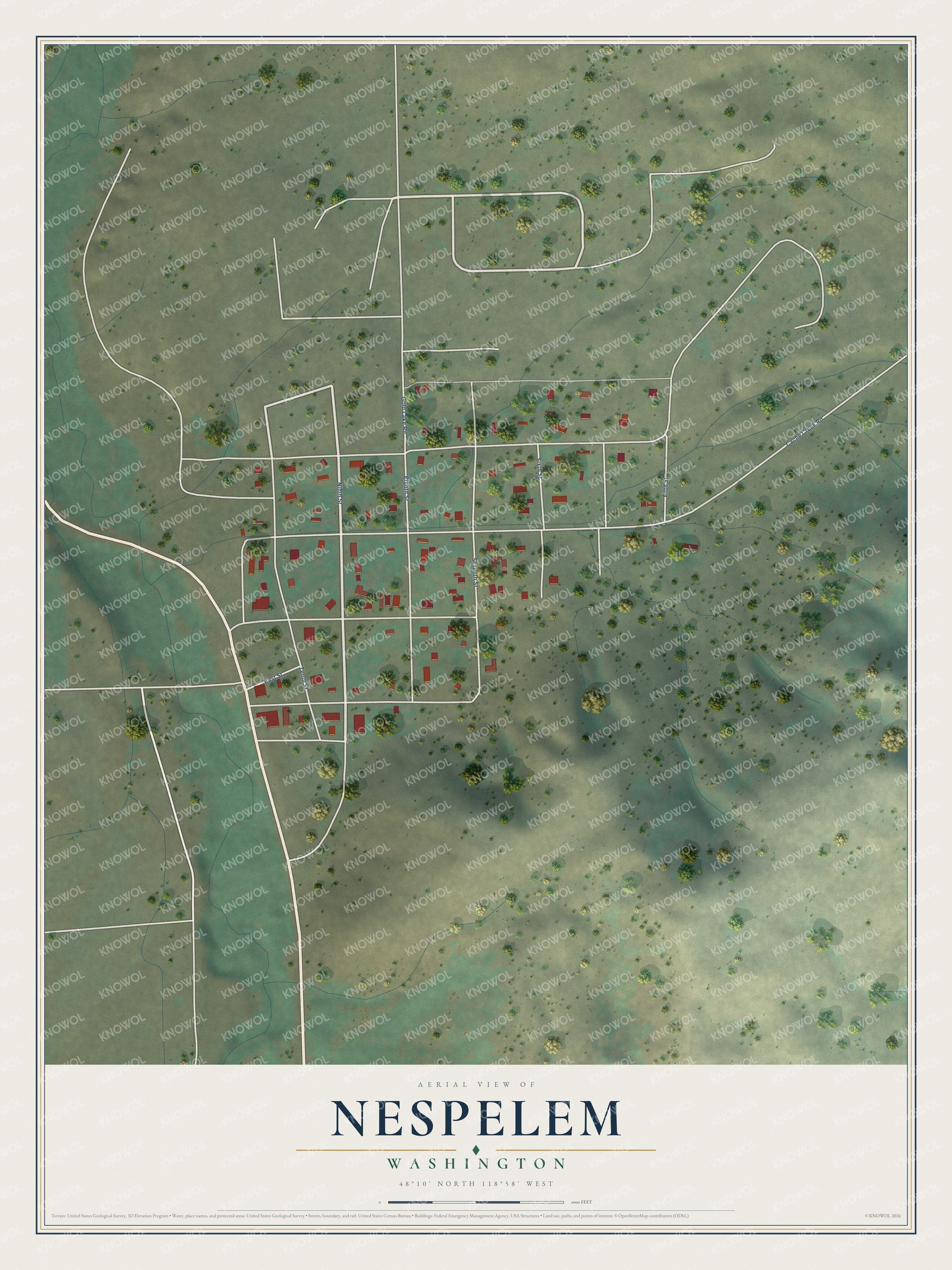 Watermarked full-map preview of Nespelem, Washington