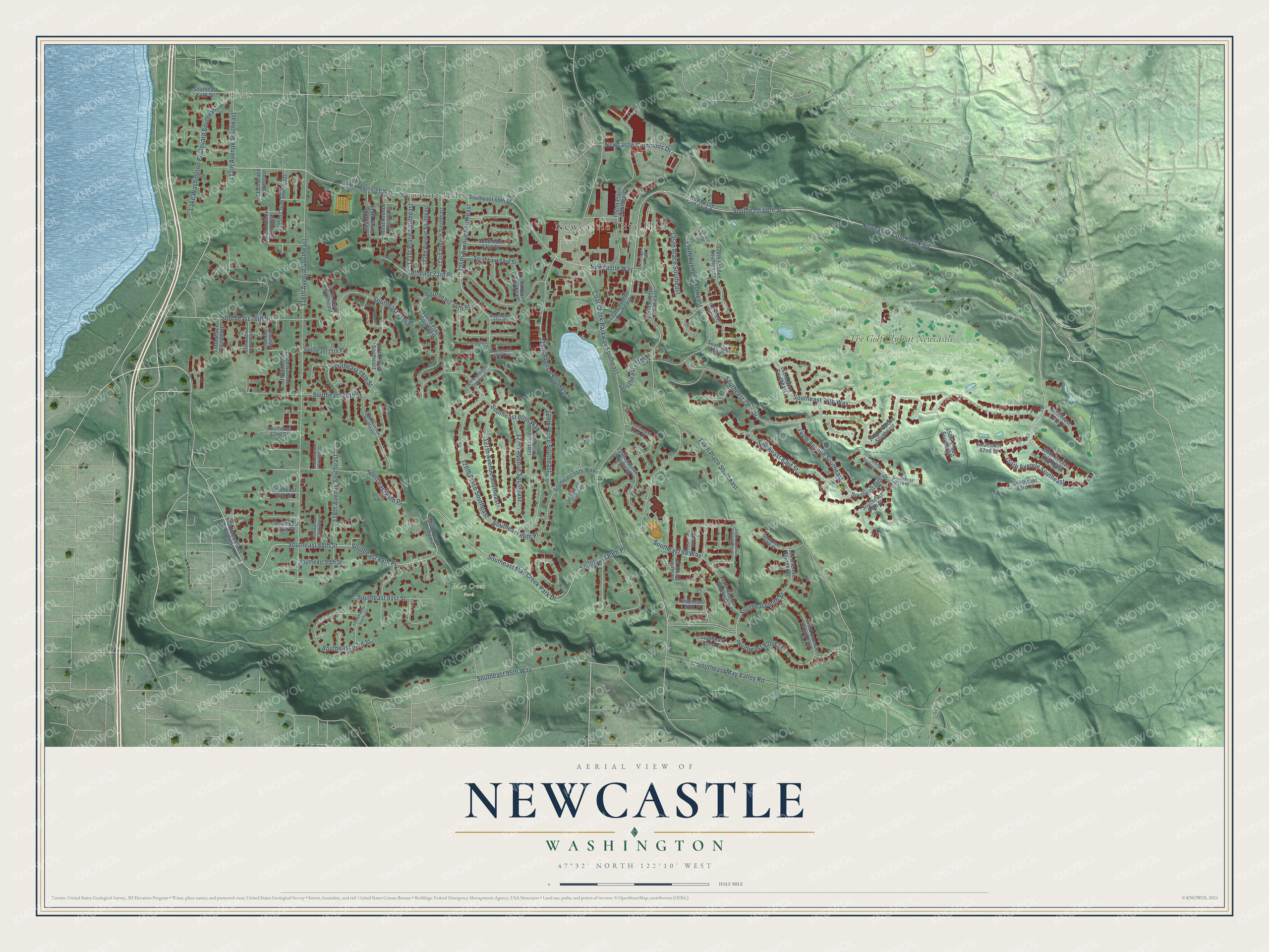 Watermarked full-map preview of Newcastle, Washington