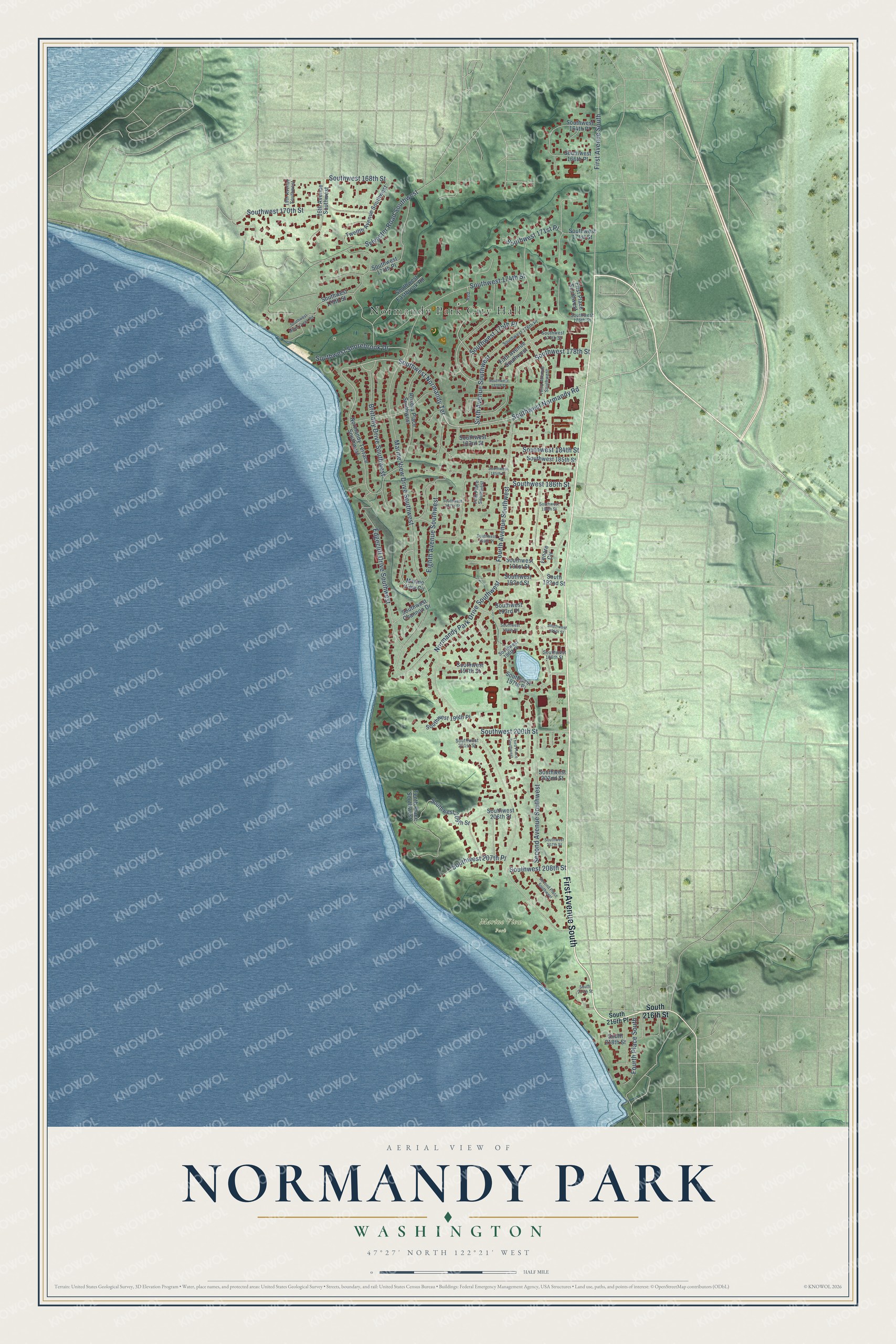Watermarked full-map preview of Normandy Park, Washington