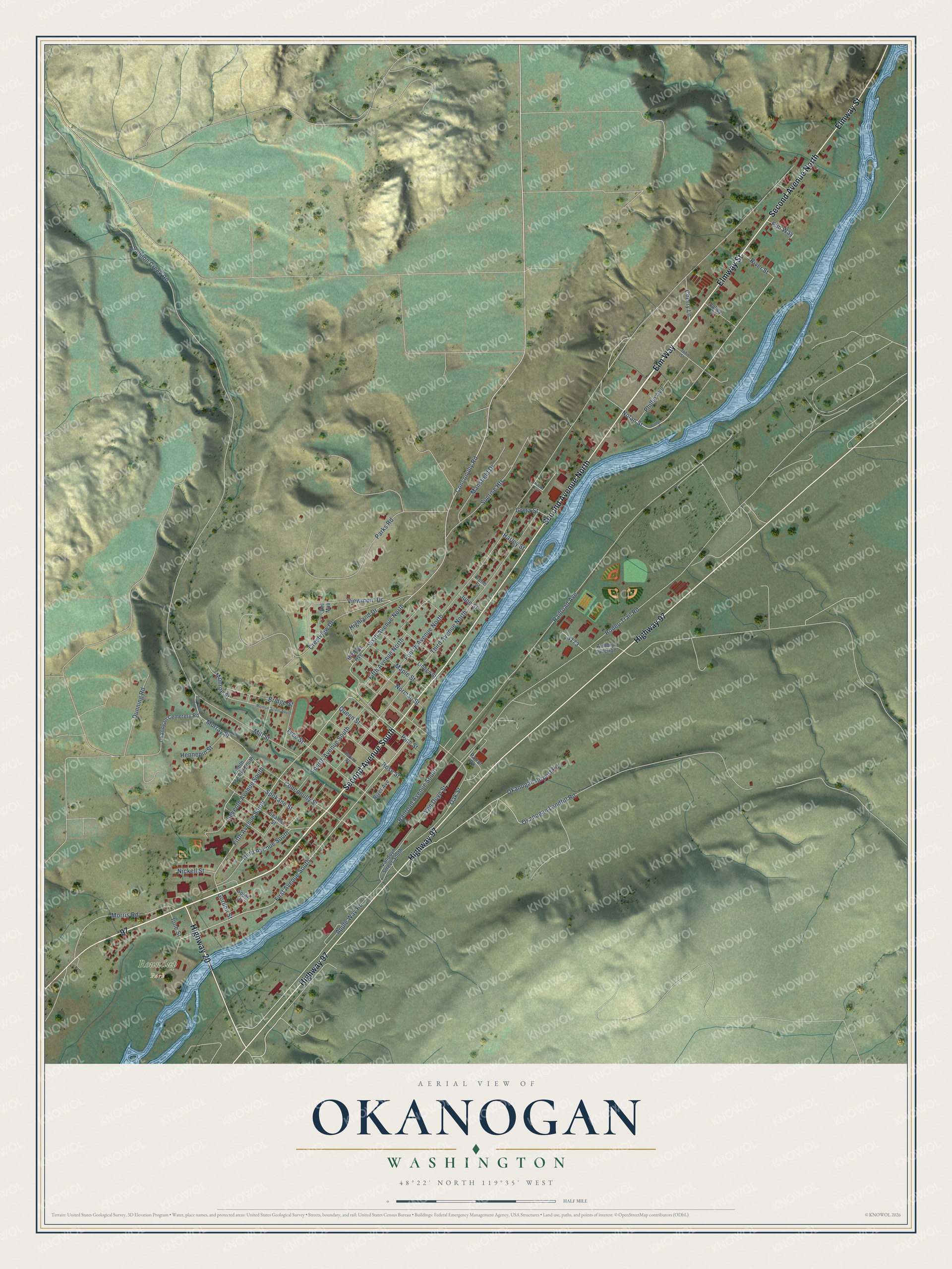 Watermarked full-map preview of Okanogan, Washington
