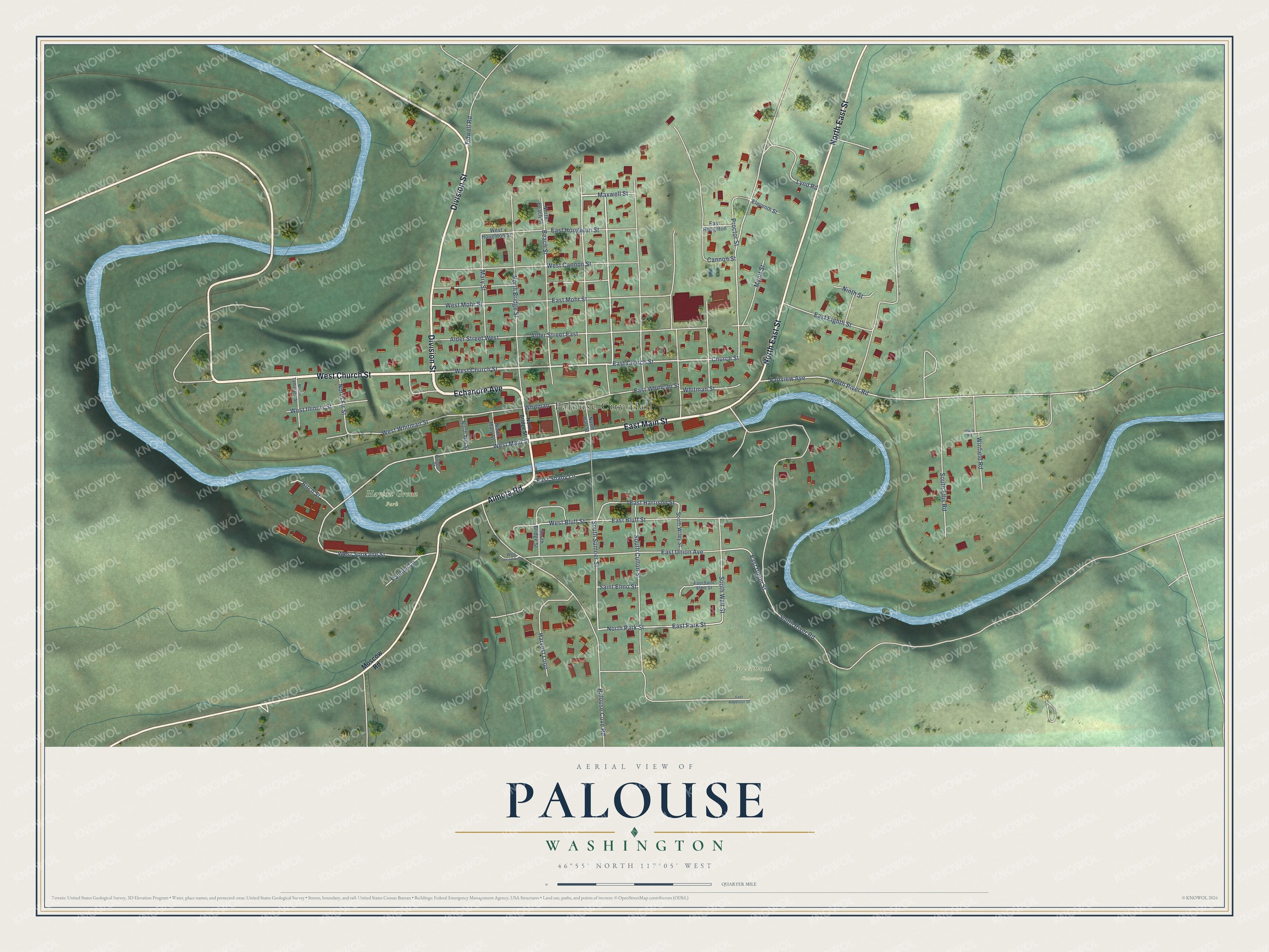 Watermarked full-map preview of Palouse, Washington