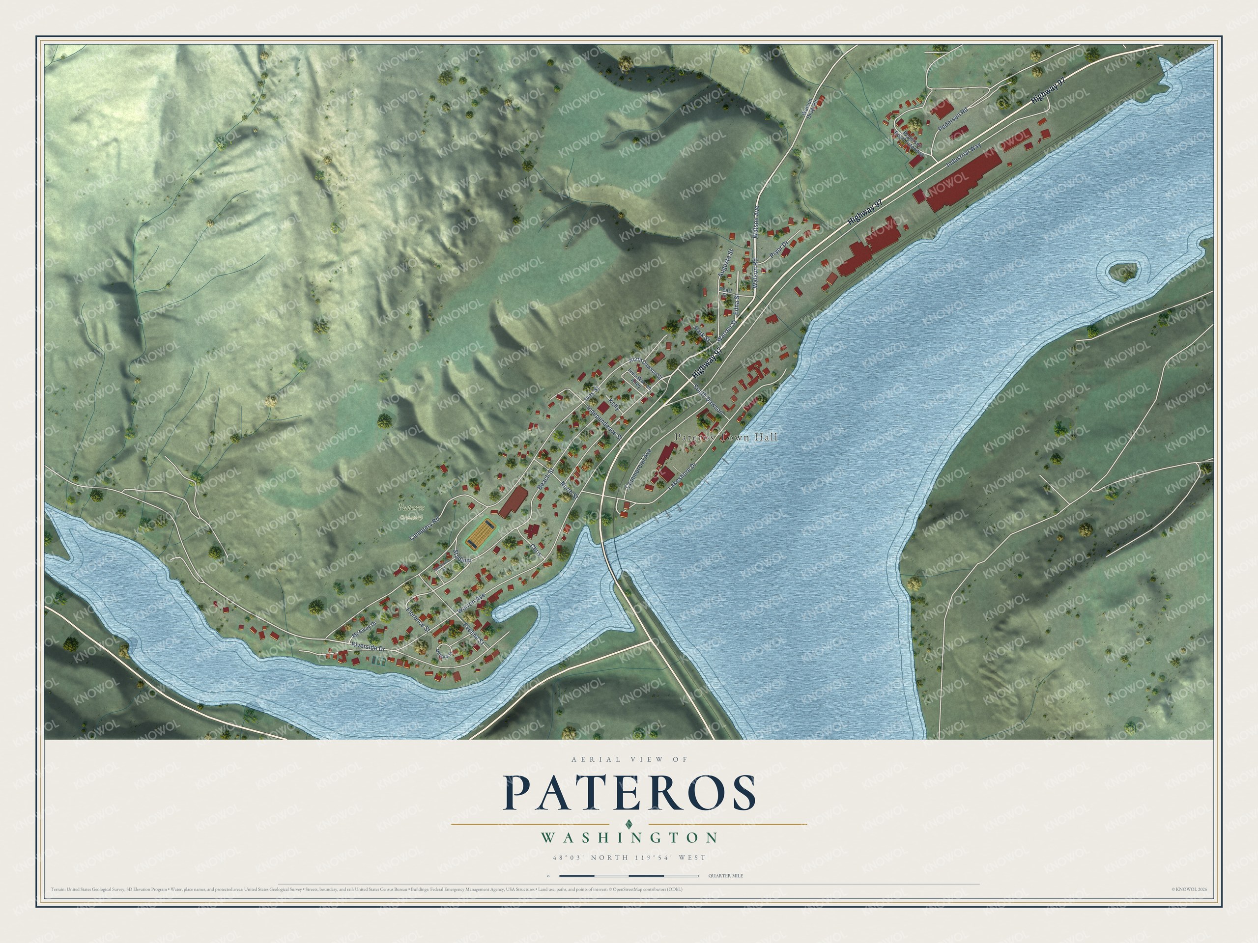 Watermarked full-map preview of Pateros, Washington