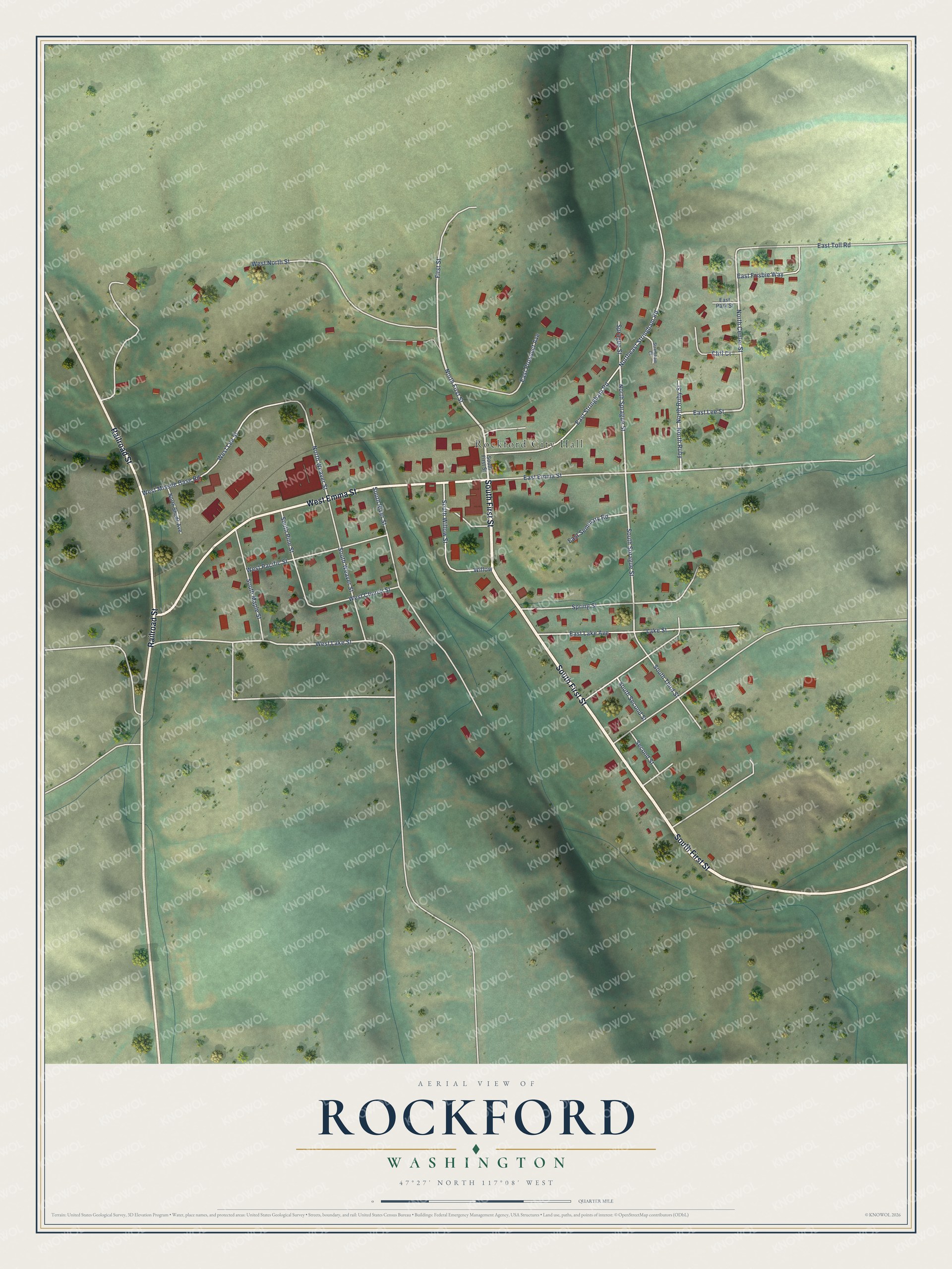 Watermarked full-map preview of Rockford, Washington