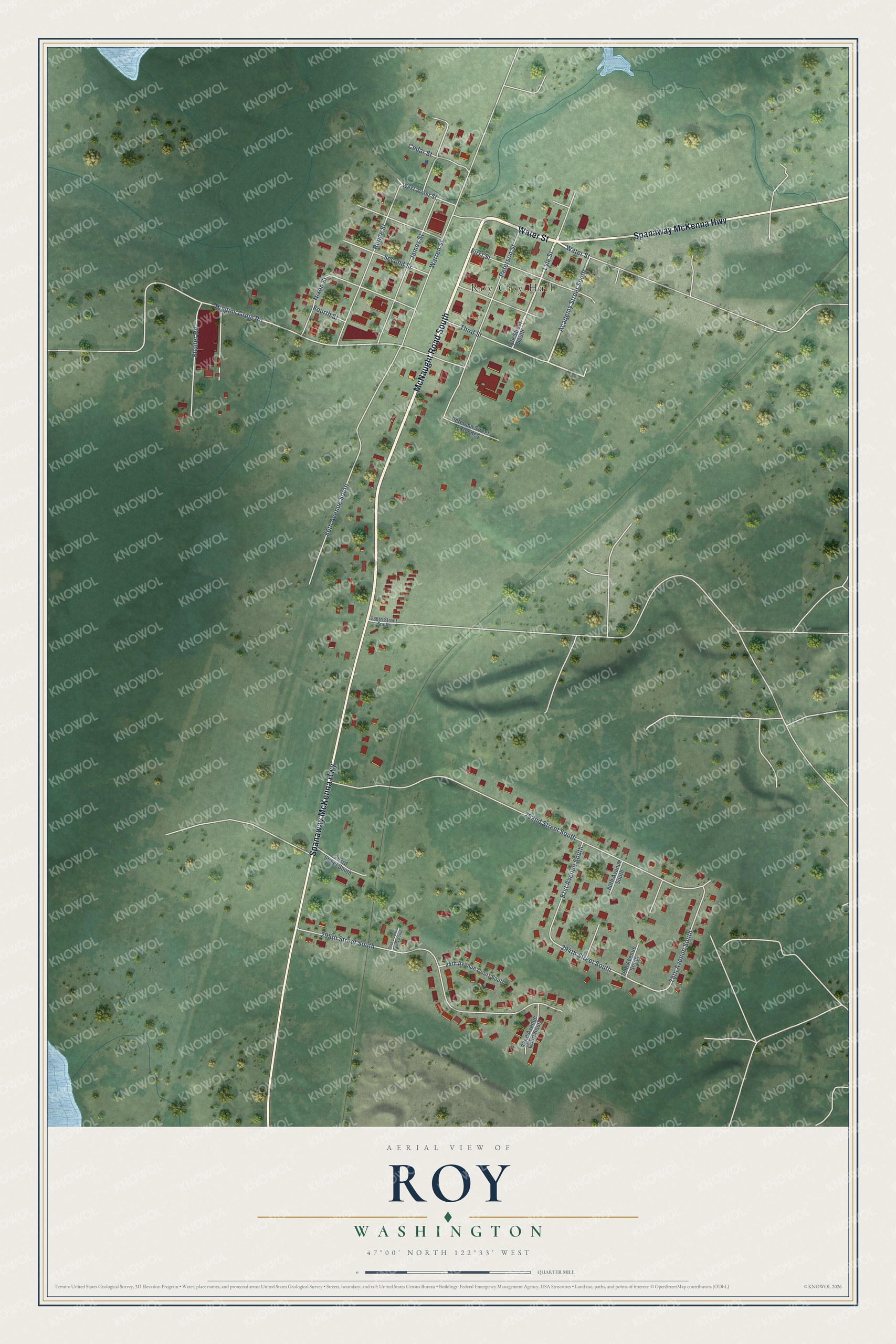 Watermarked full-map preview of Roy, Washington
