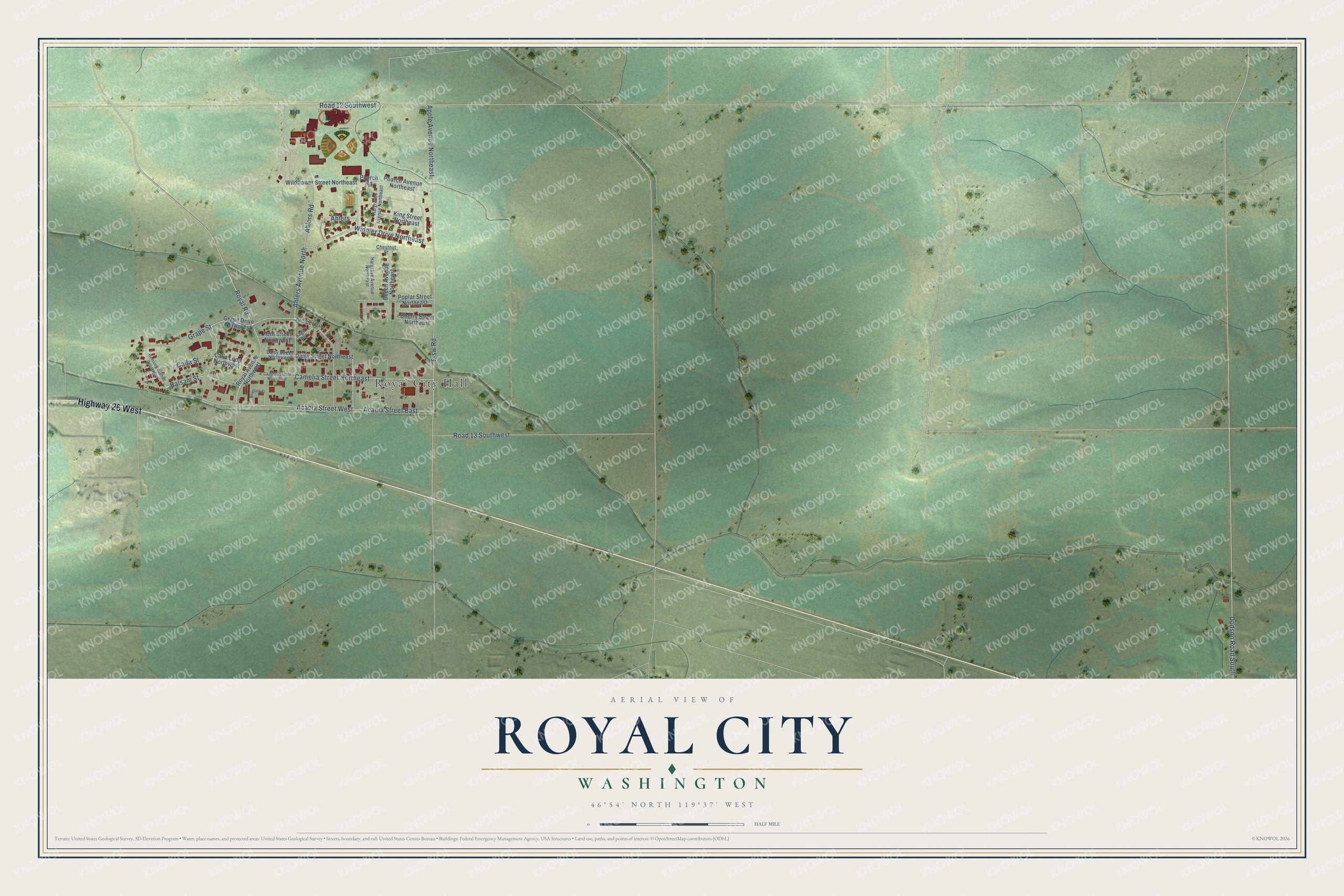 Watermarked full-map preview of Royal City, Washington