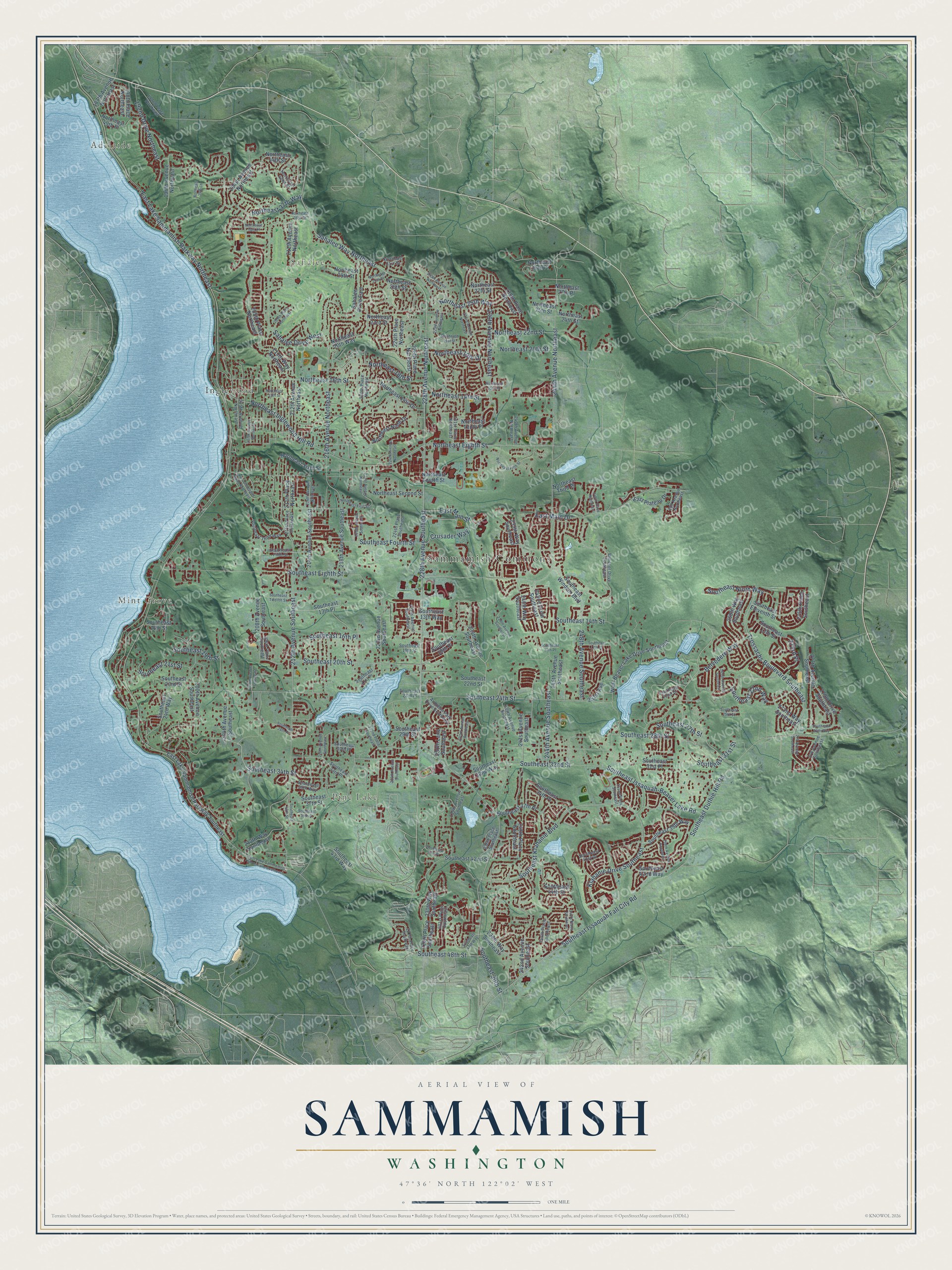 Watermarked full-map preview of Sammamish, Washington