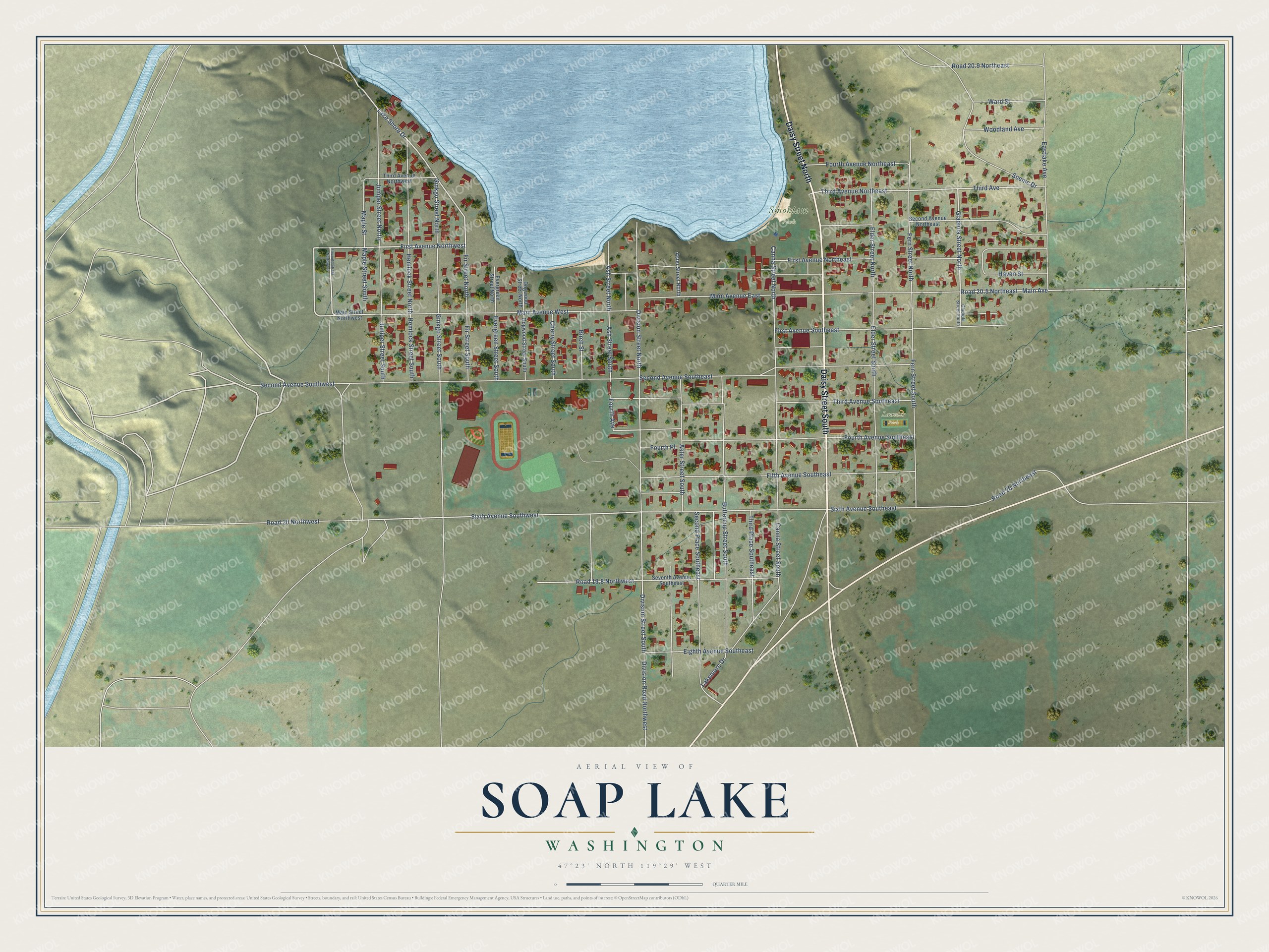 Watermarked full-map preview of Soap Lake, Washington