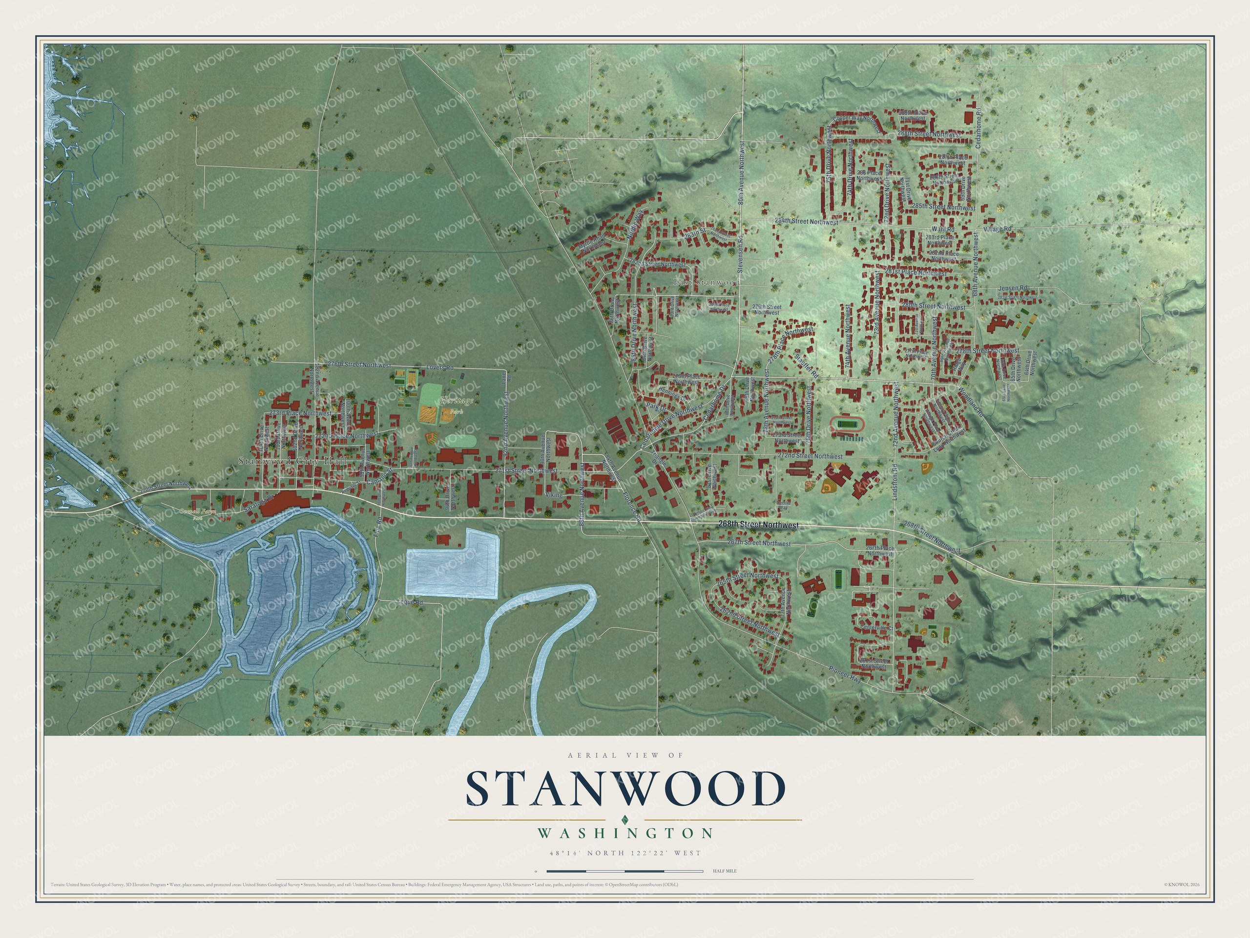 Watermarked full-map preview of Stanwood, Washington