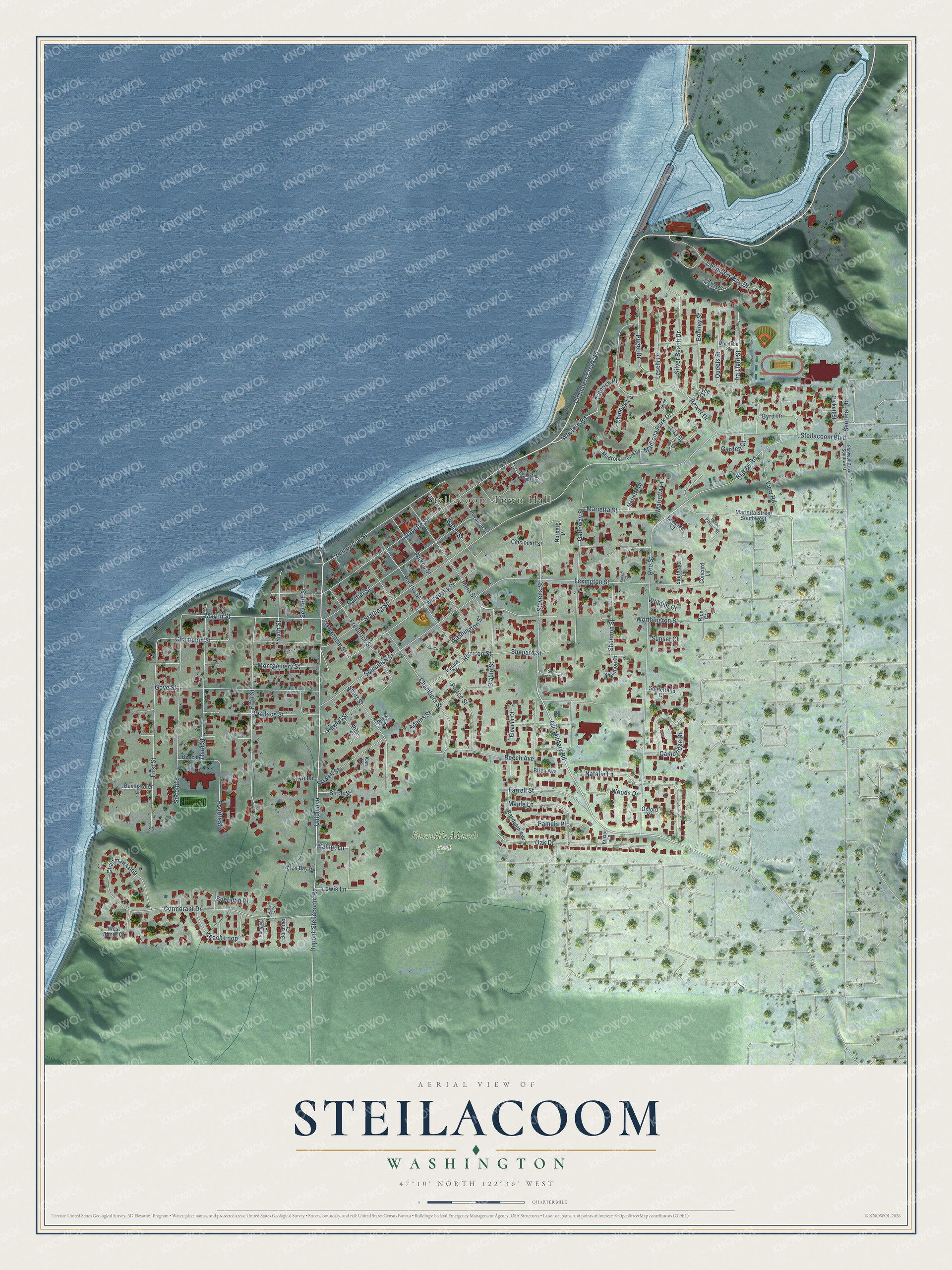 Watermarked full-map preview of Steilacoom, Washington