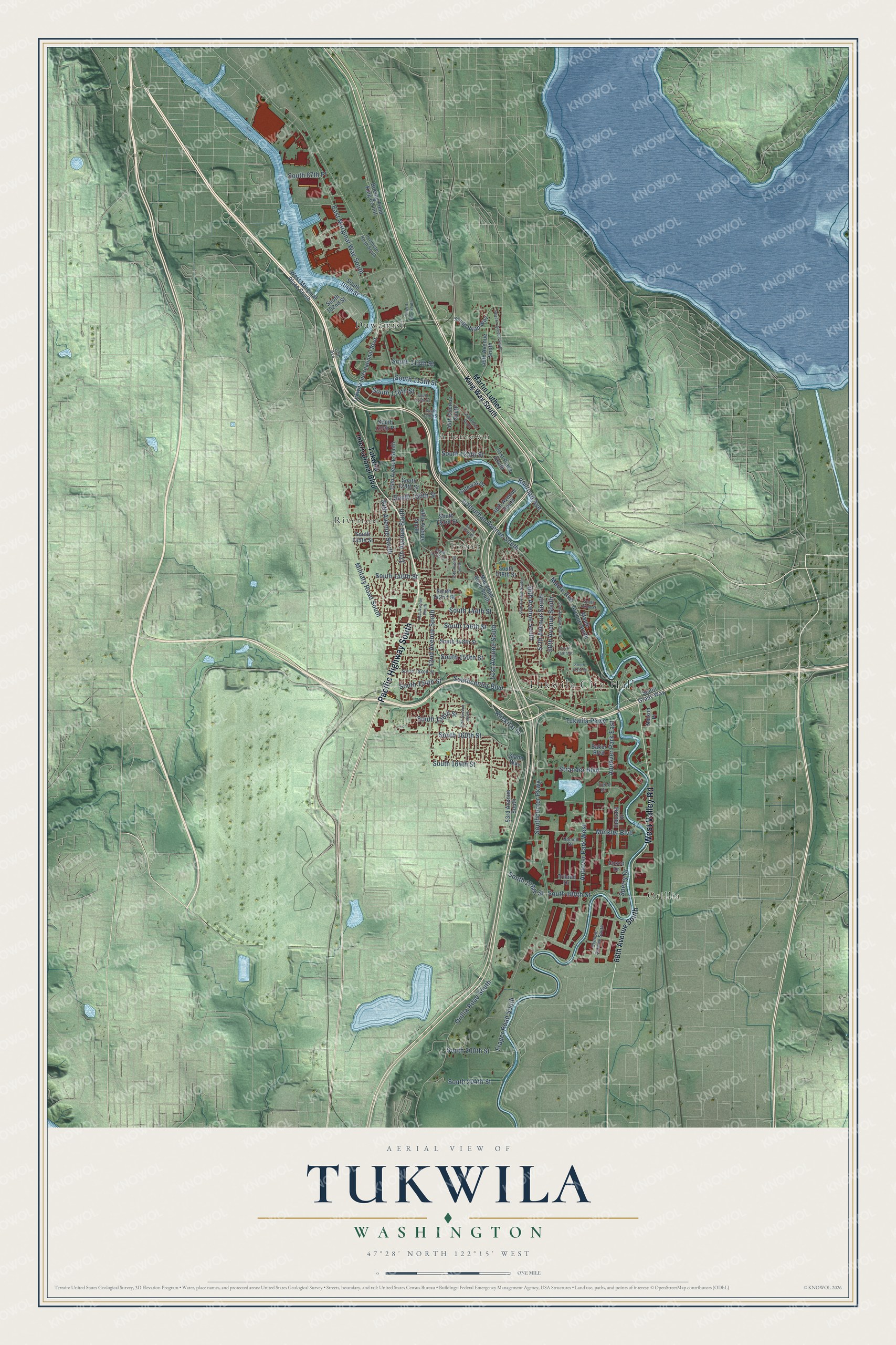 Watermarked full-map preview of Tukwila, Washington