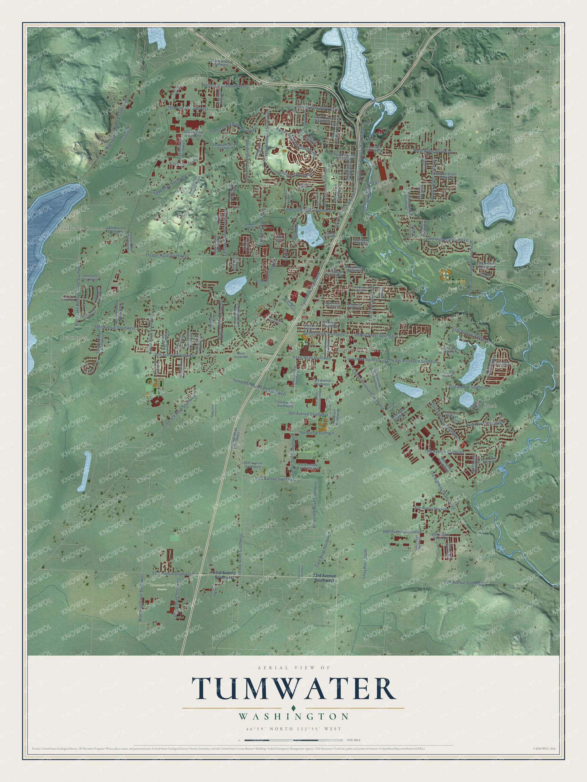 Watermarked full-map preview of Tumwater, Washington