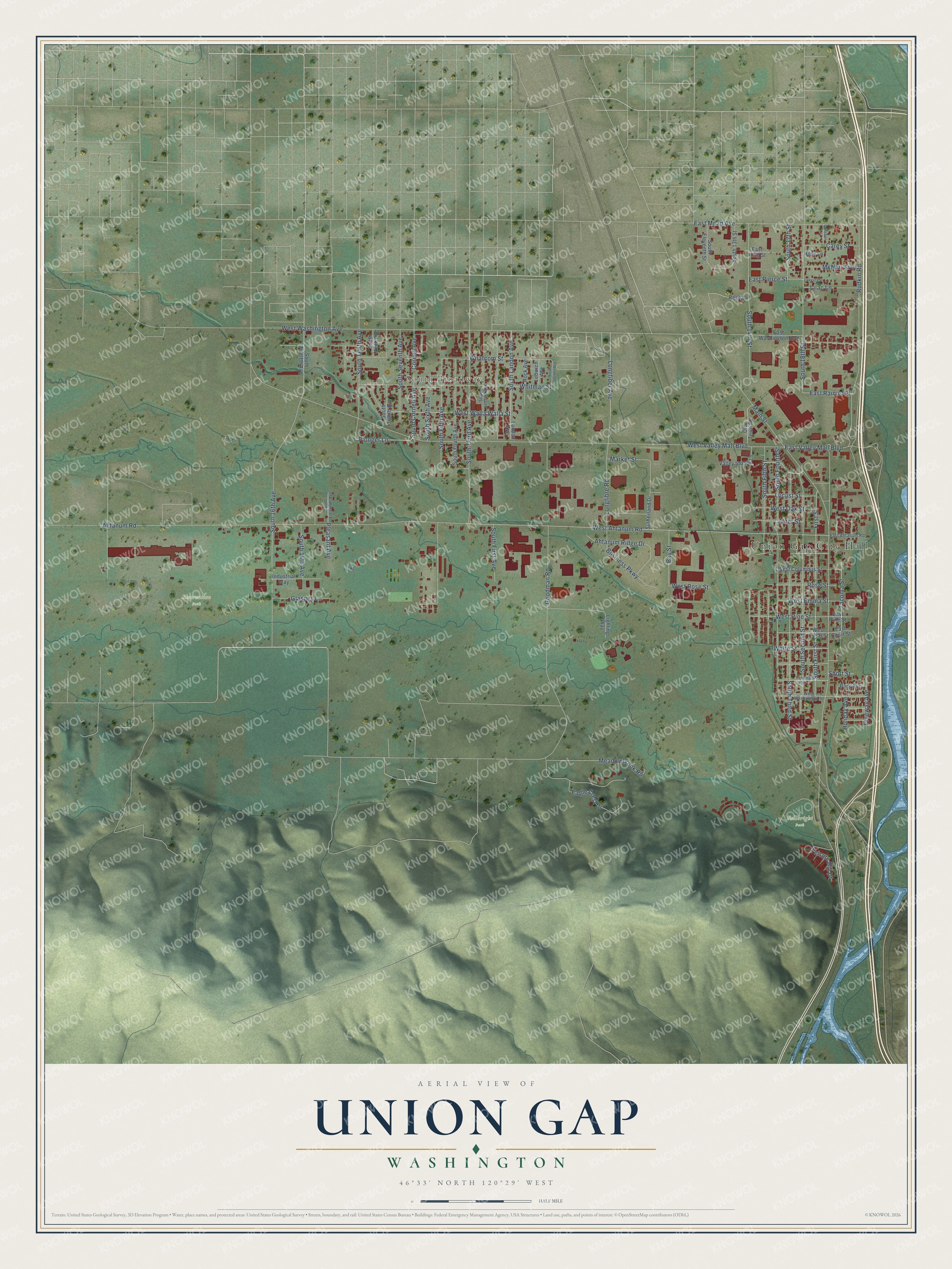 Watermarked full-map preview of Union Gap, Washington