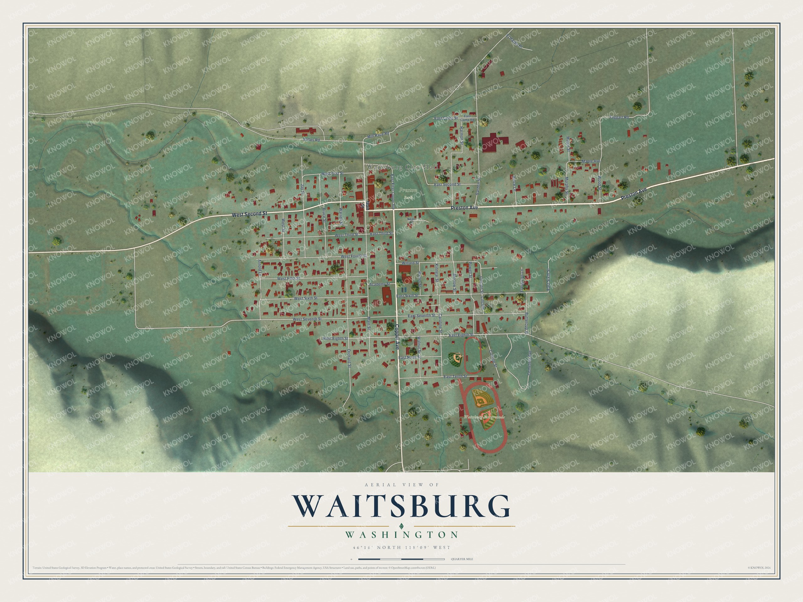 Watermarked full-map preview of Waitsburg, Washington