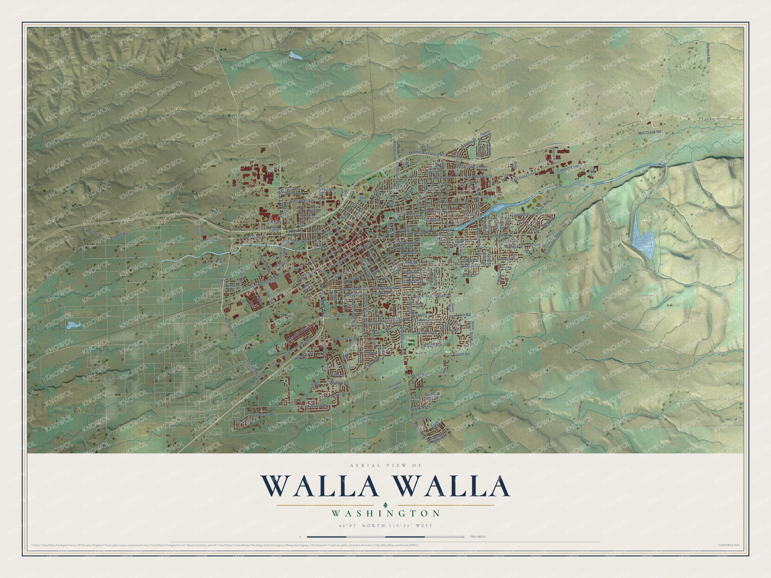 Watermarked full-map preview of Walla Walla, Washington