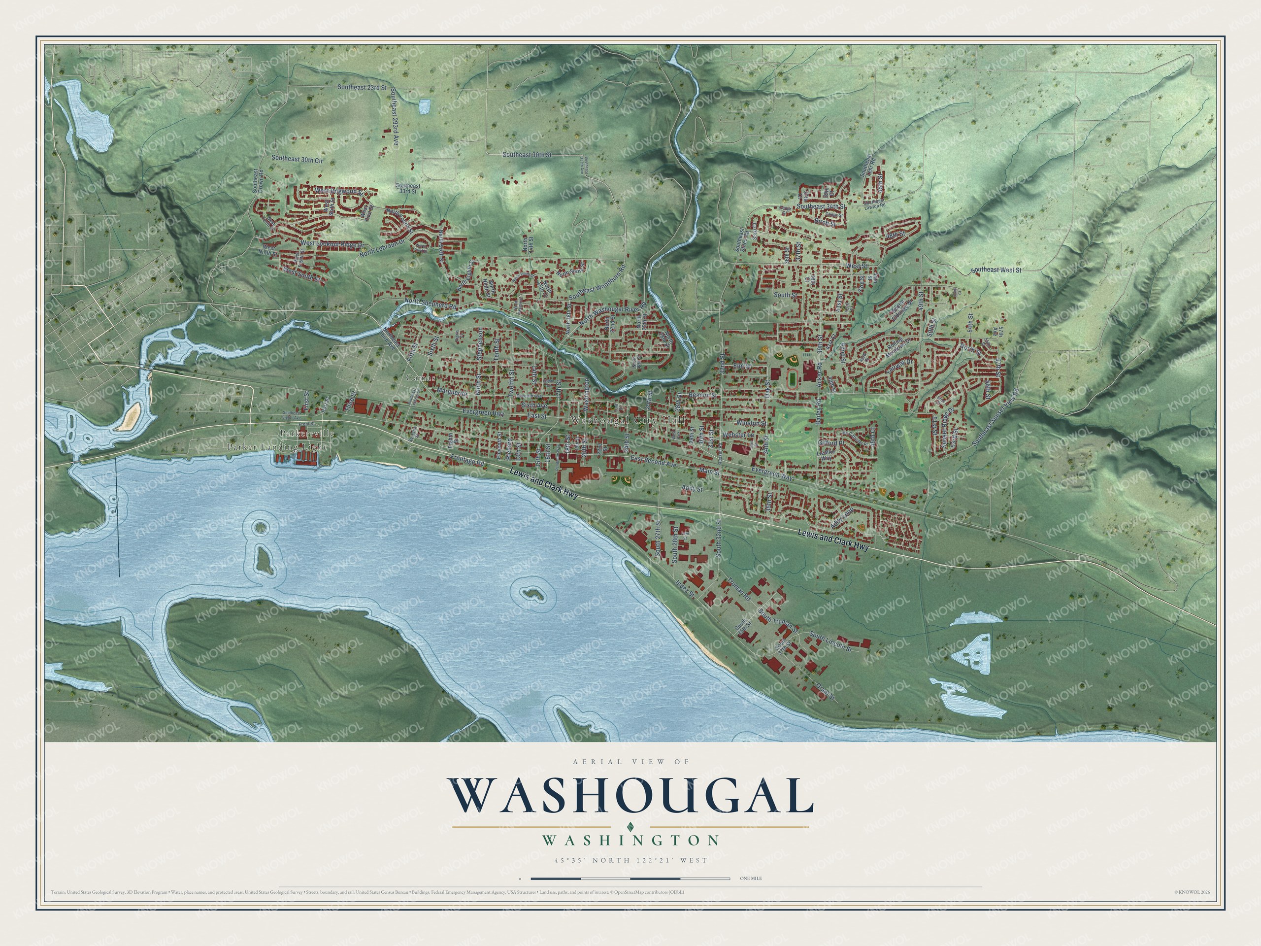 Watermarked full-map preview of Washougal, Washington