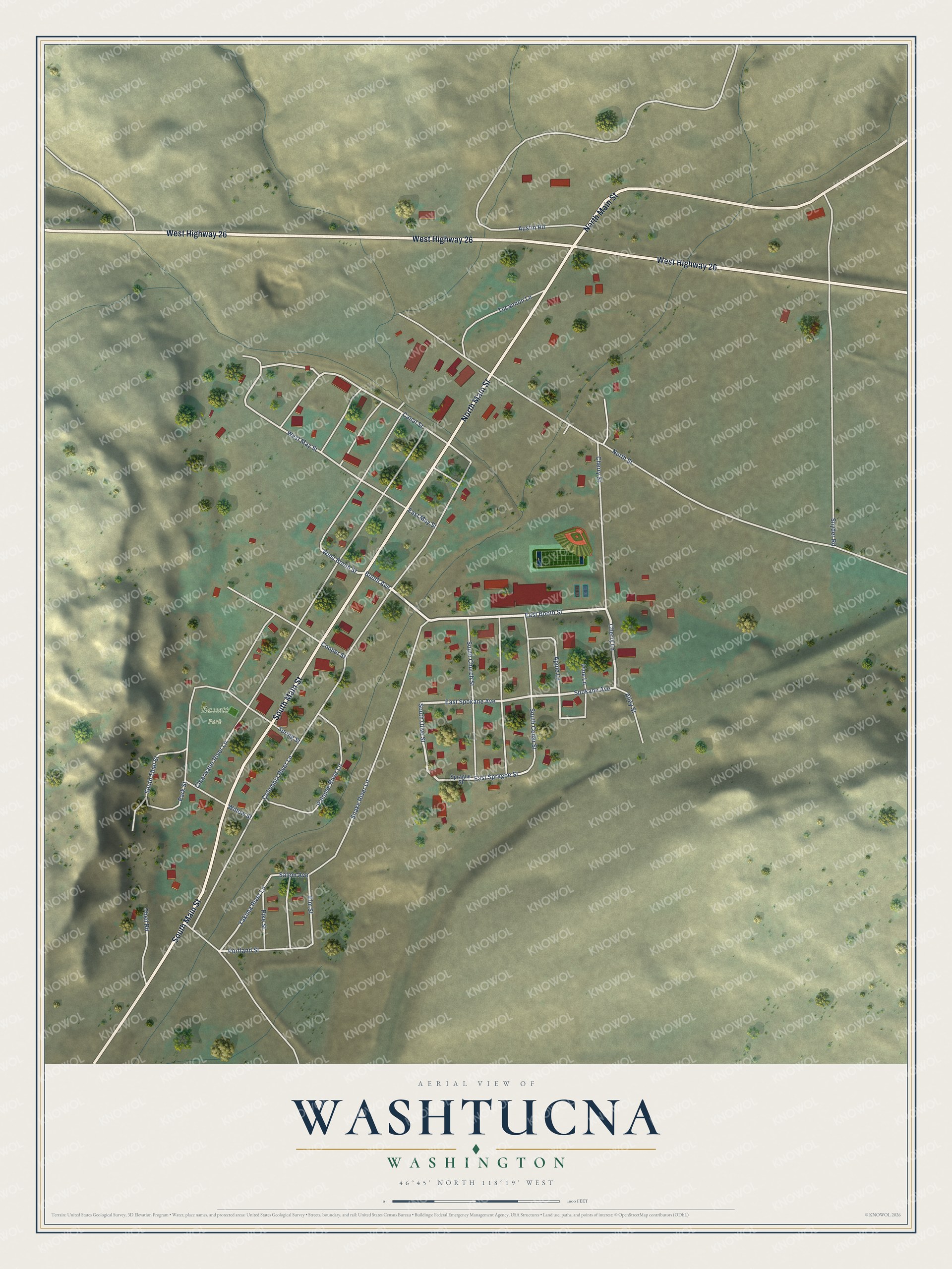Watermarked full-map preview of Washtucna, Washington