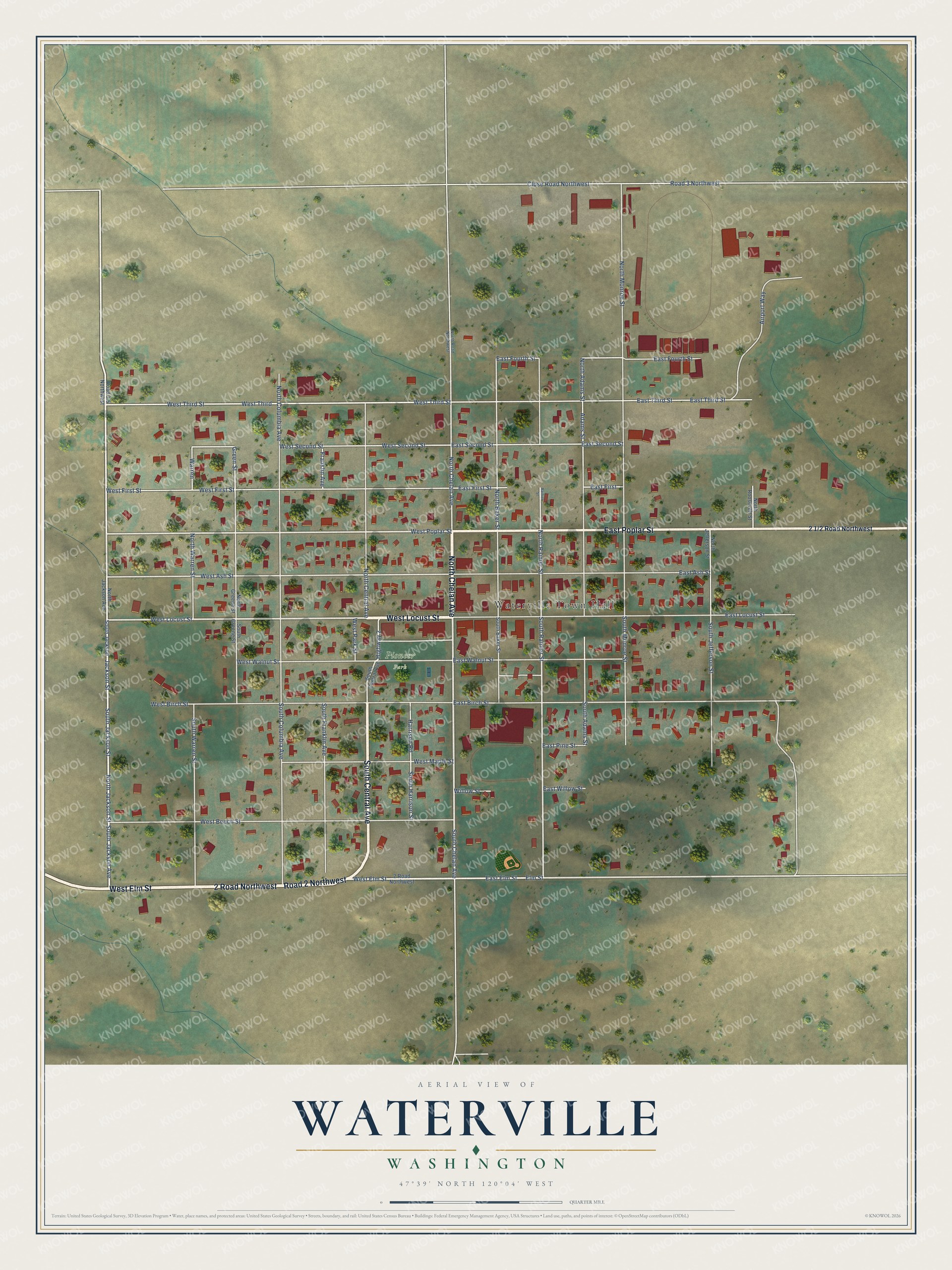 Watermarked full-map preview of Waterville, Washington