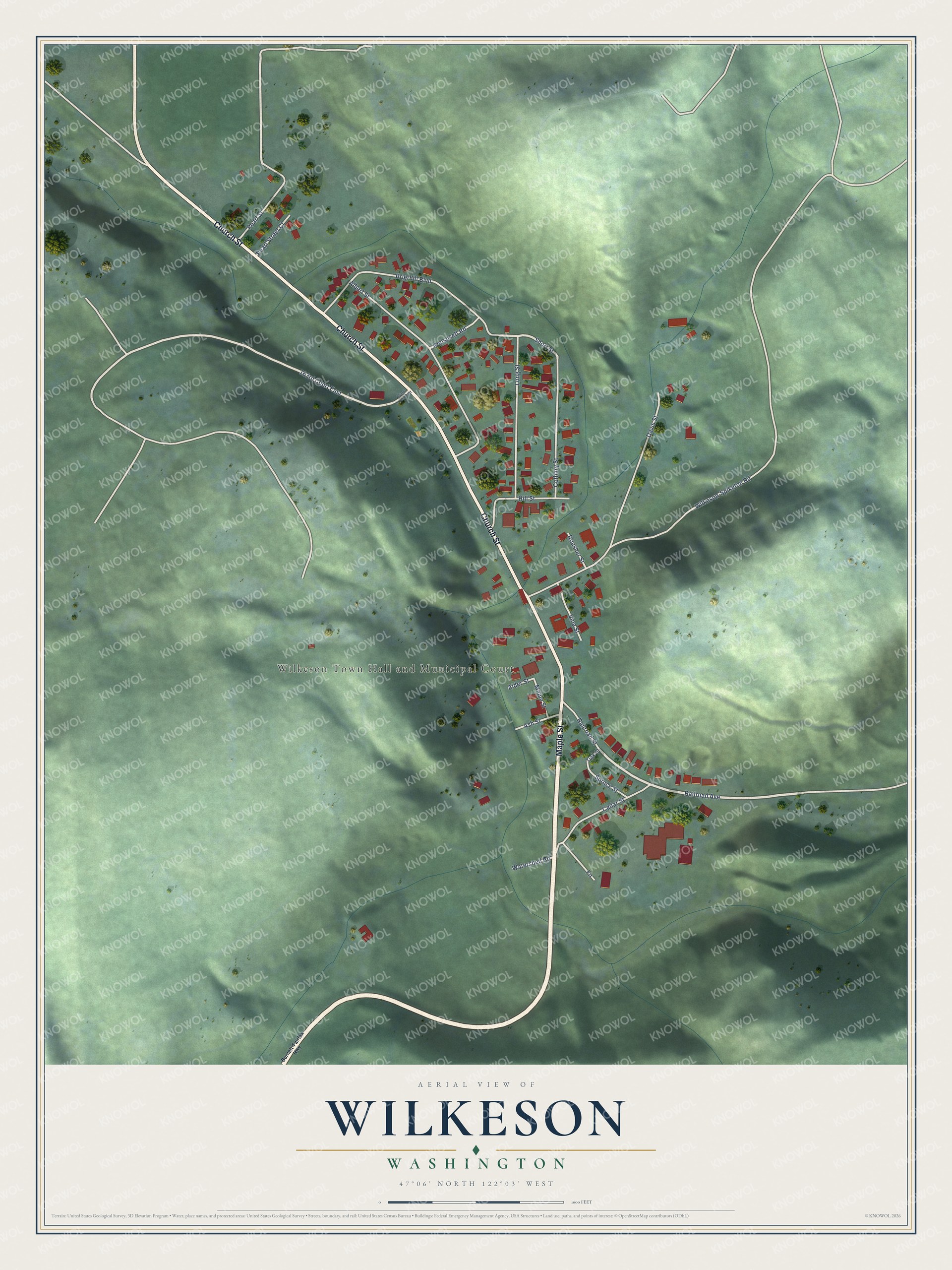 Watermarked full-map preview of Wilkeson, Washington