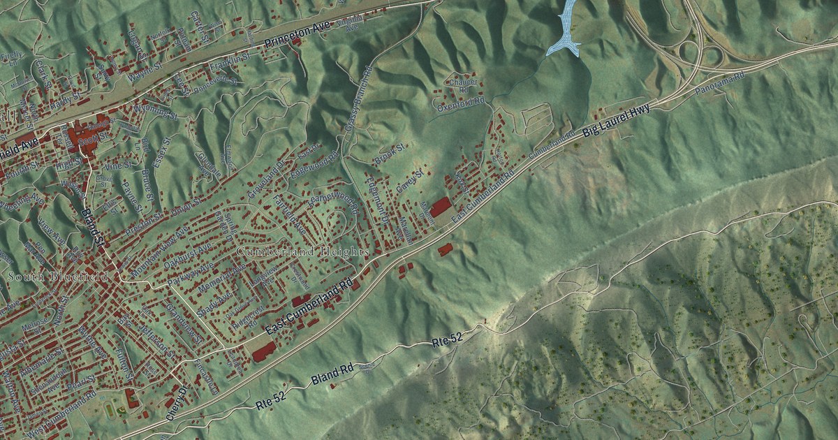 Map of Bluefield, West Virginia in 2026