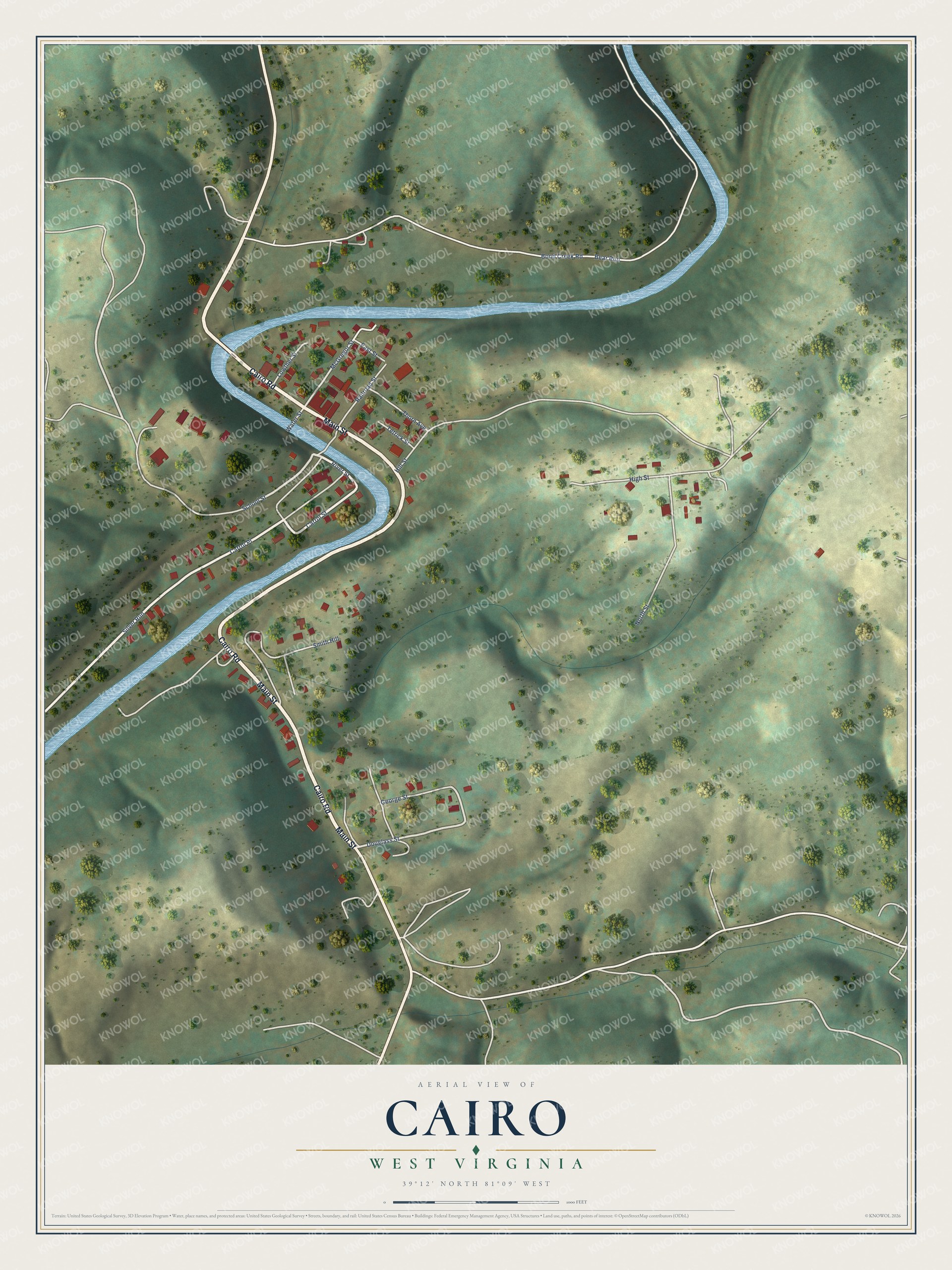Watermarked full-map preview of Cairo, West Virginia
