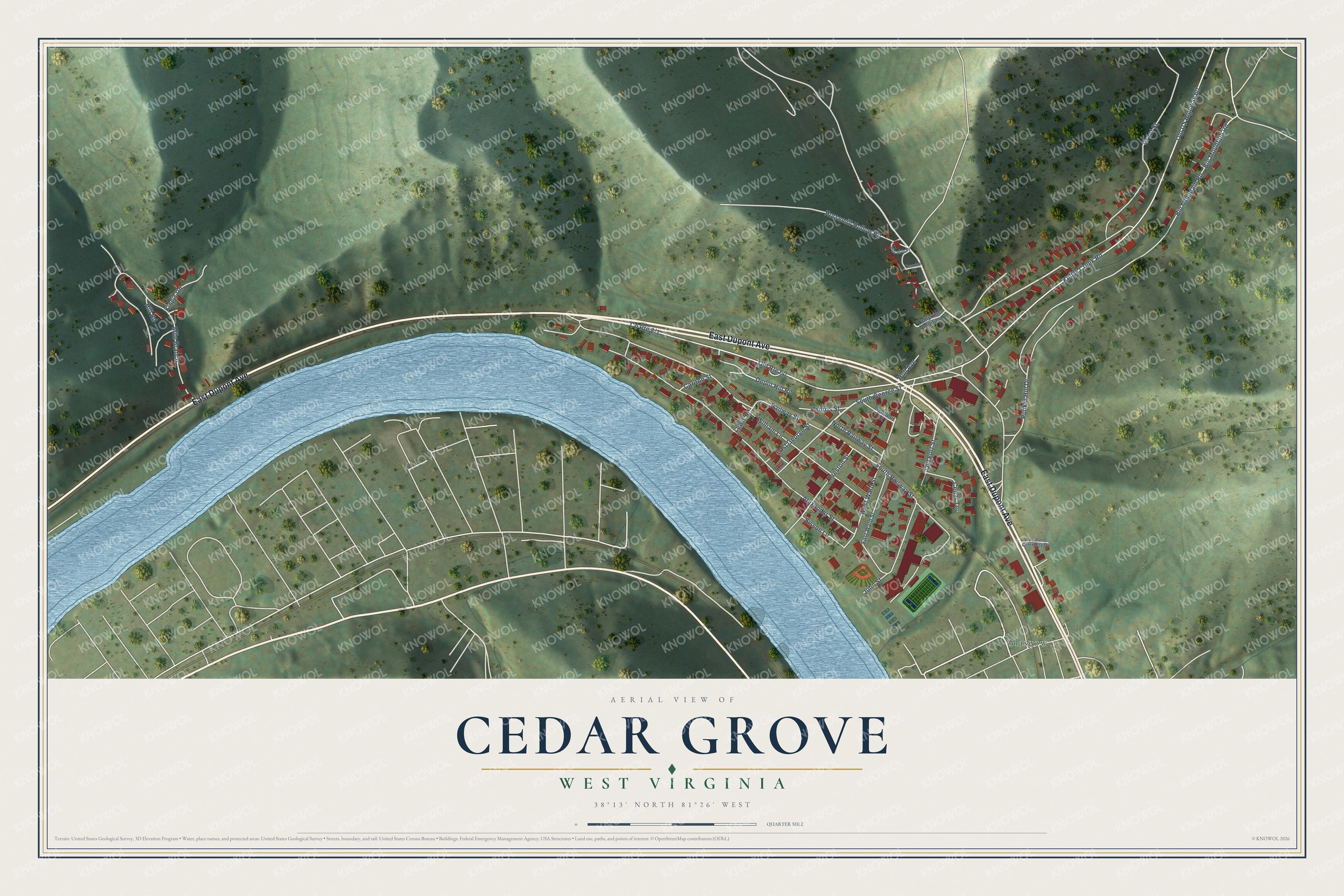 Watermarked full-map preview of Cedar Grove, West Virginia