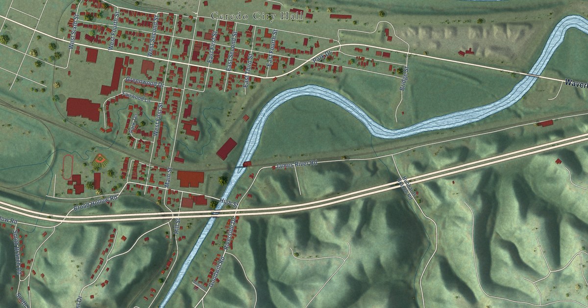 Map of Ceredo, West Virginia in 2026