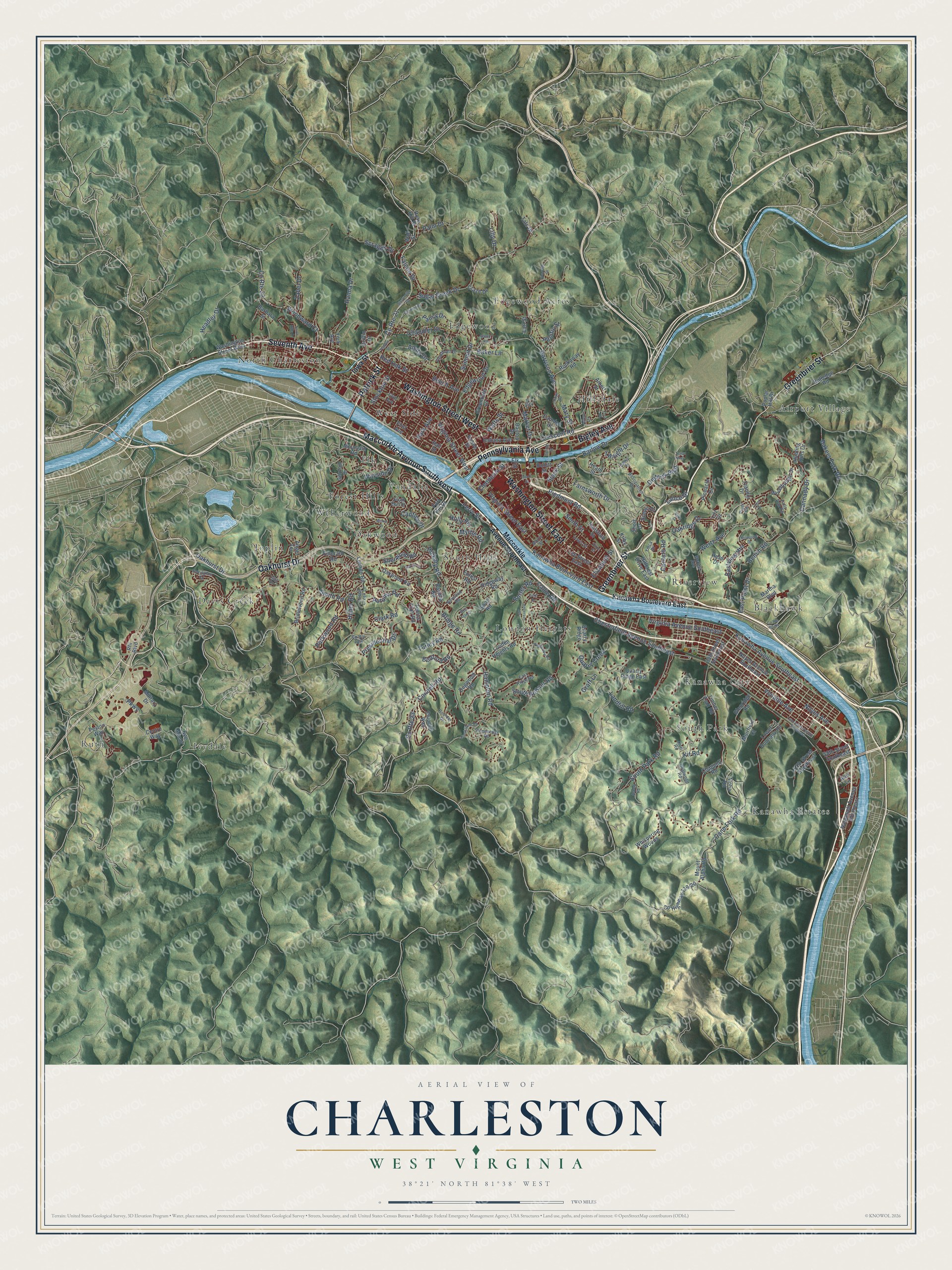 Watermarked full-map preview of Charleston, West Virginia
