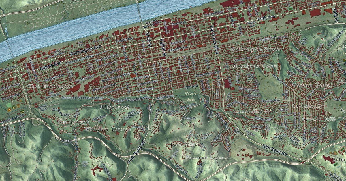 Map of Huntington, West Virginia in 2026
