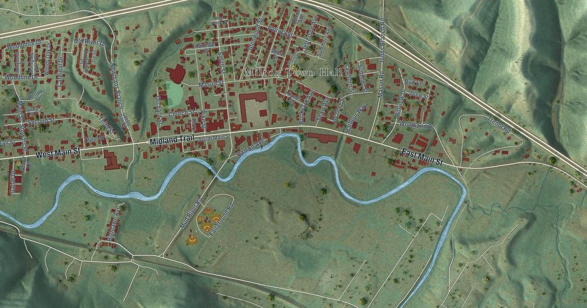 Map of Milton, West Virginia in 2026