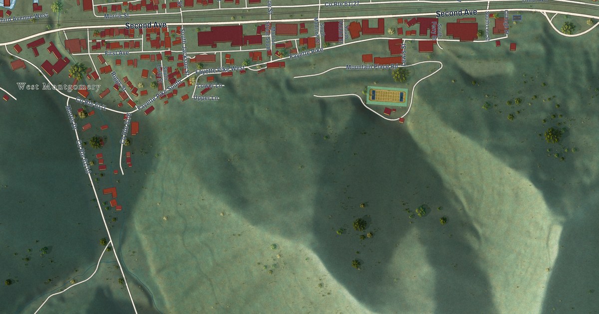 Map of Montgomery, West Virginia in 2026