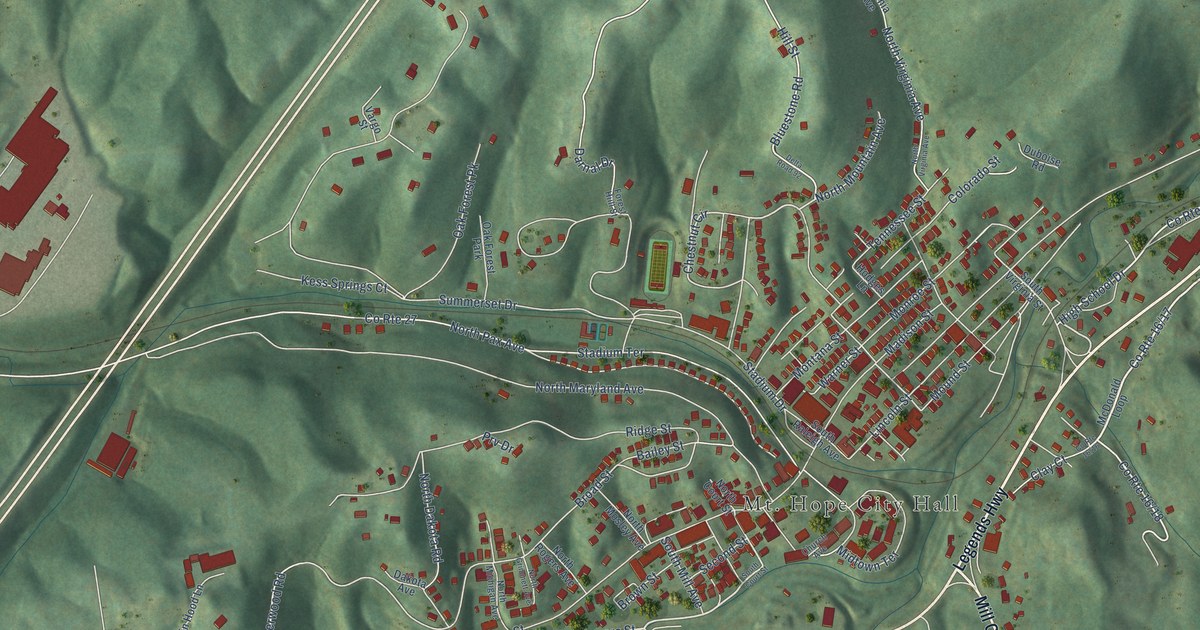 Map of Mount Hope, West Virginia in 2026
