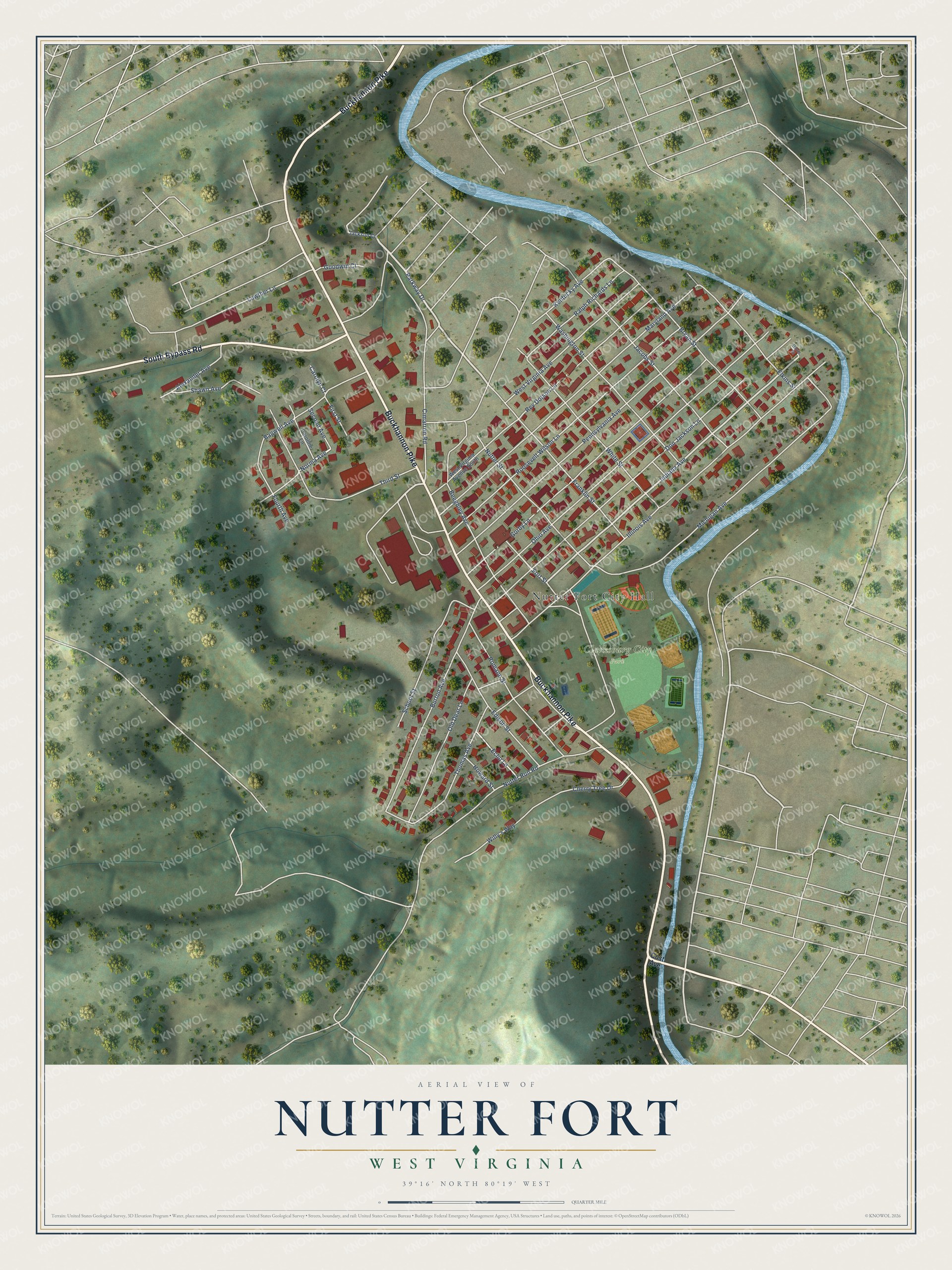 Watermarked full-map preview of Nutter Fort, West Virginia