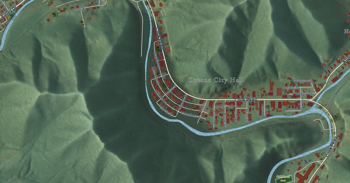 Map of Oceana, West Virginia in 2026