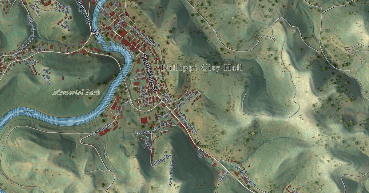 Map of Philippi, West Virginia in 2026